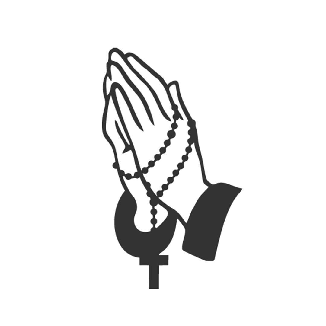 Adesivo Mãos Rezando com Rosário