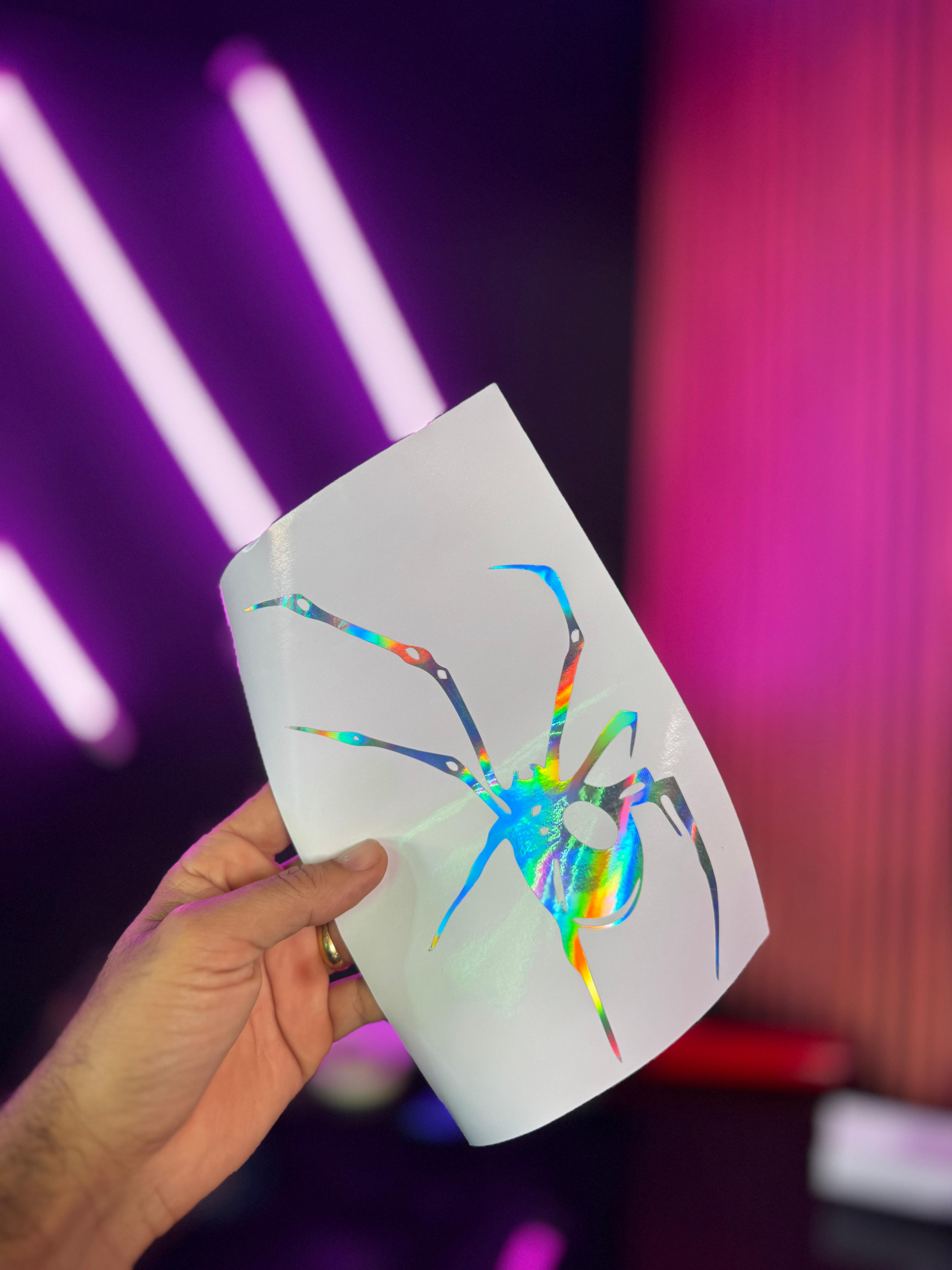 Adesivo holográfico de aranha para moto