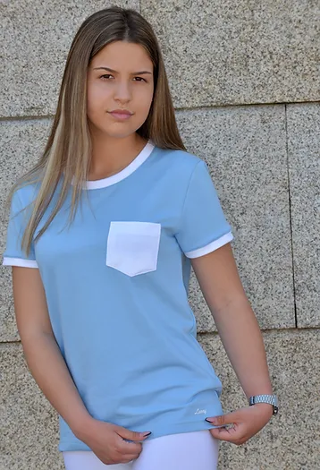 T-Shirt with pocket - Light Blue