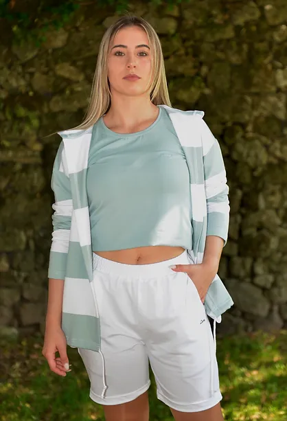 Striped Jacket - Aquamarine & White