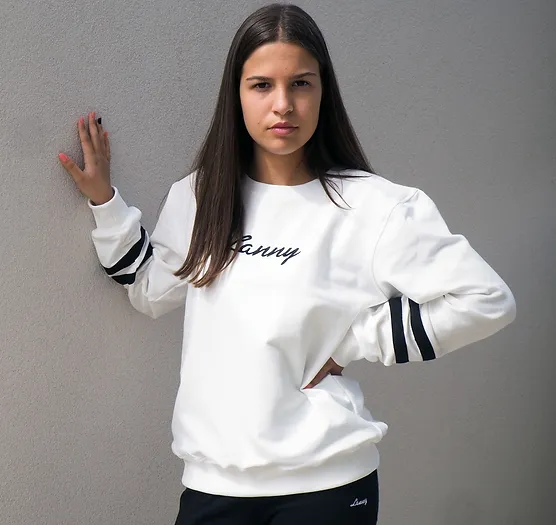 Sweatshirt with two stripes on the sleeve - White