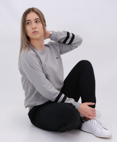 Sweatshirt with two stripes on the sleeve - Gray