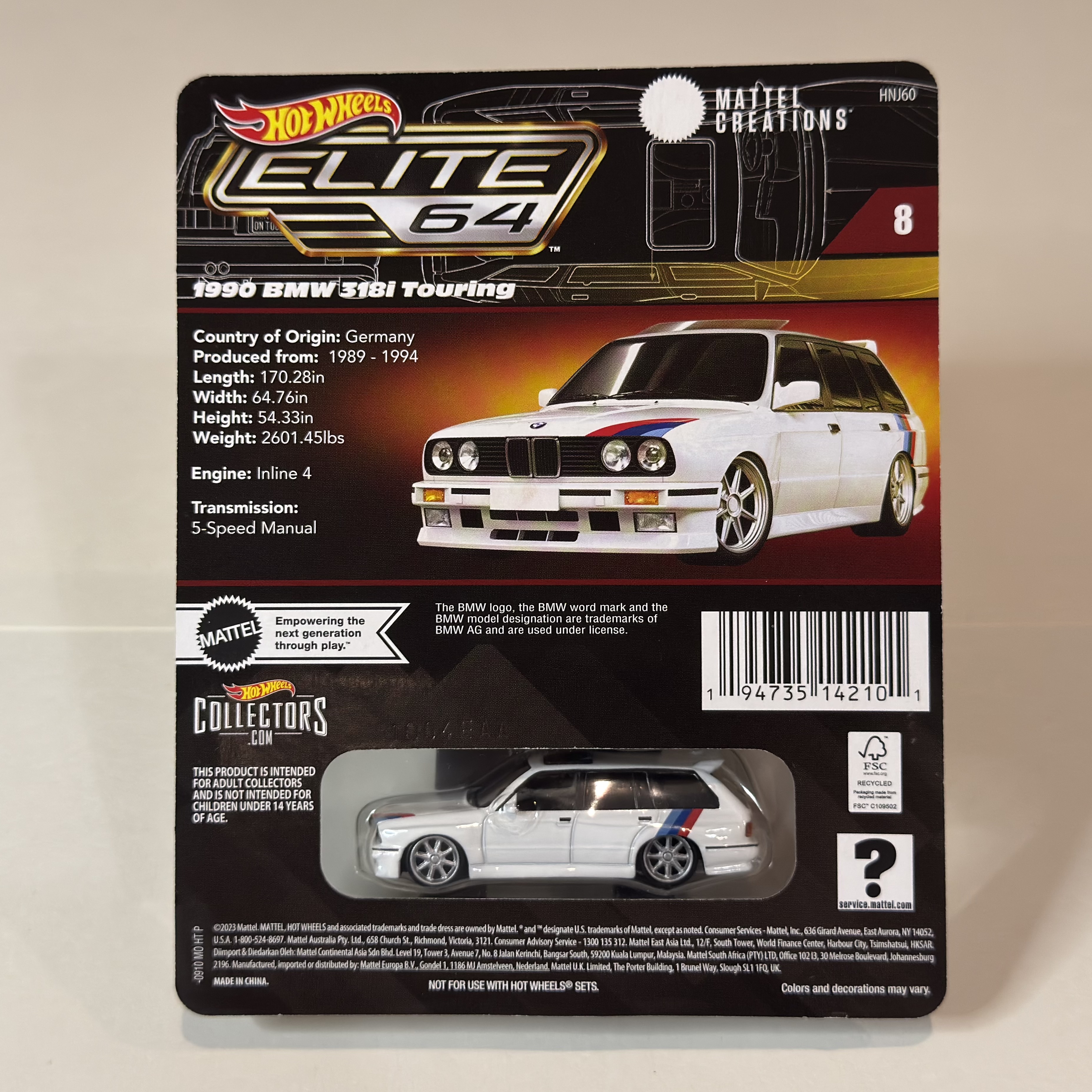 Hot Wheels Elite 64 1990 BMW 318i Touring