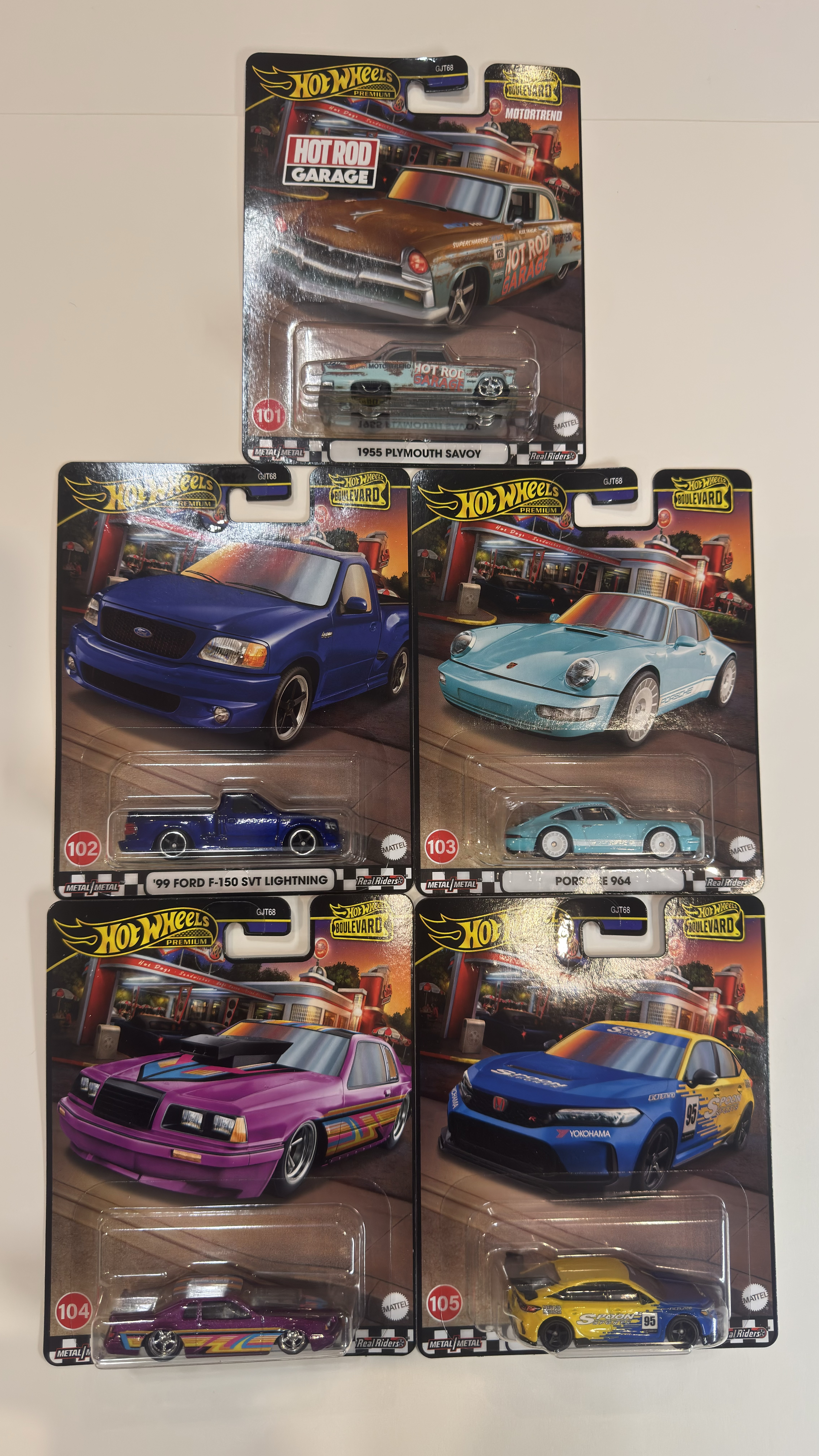 Hot Wheels Boulevard from 101 tto 105 Five Car Set