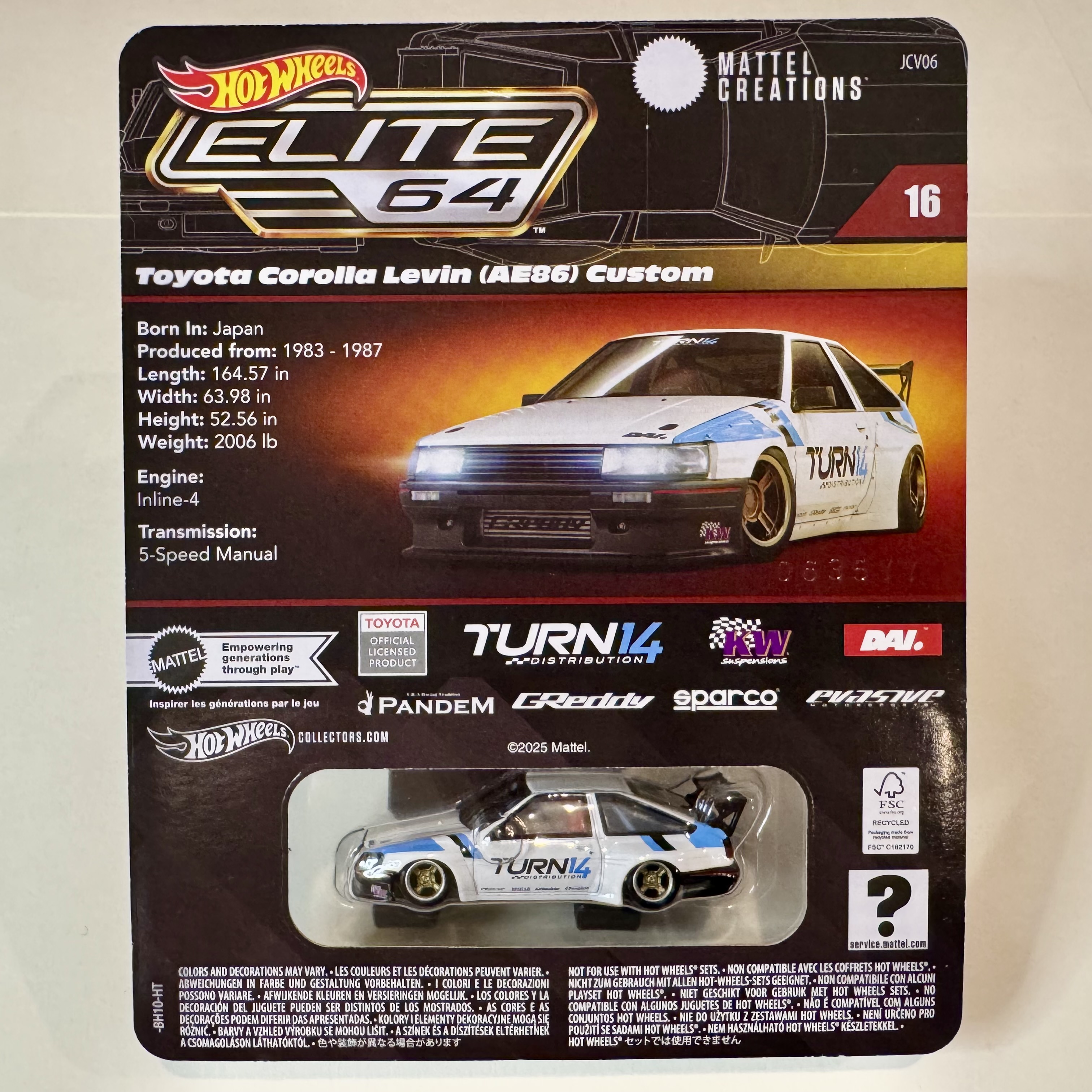 Hot Wheels Elite 64 Toyota Corolla Levin (AE86) Custom