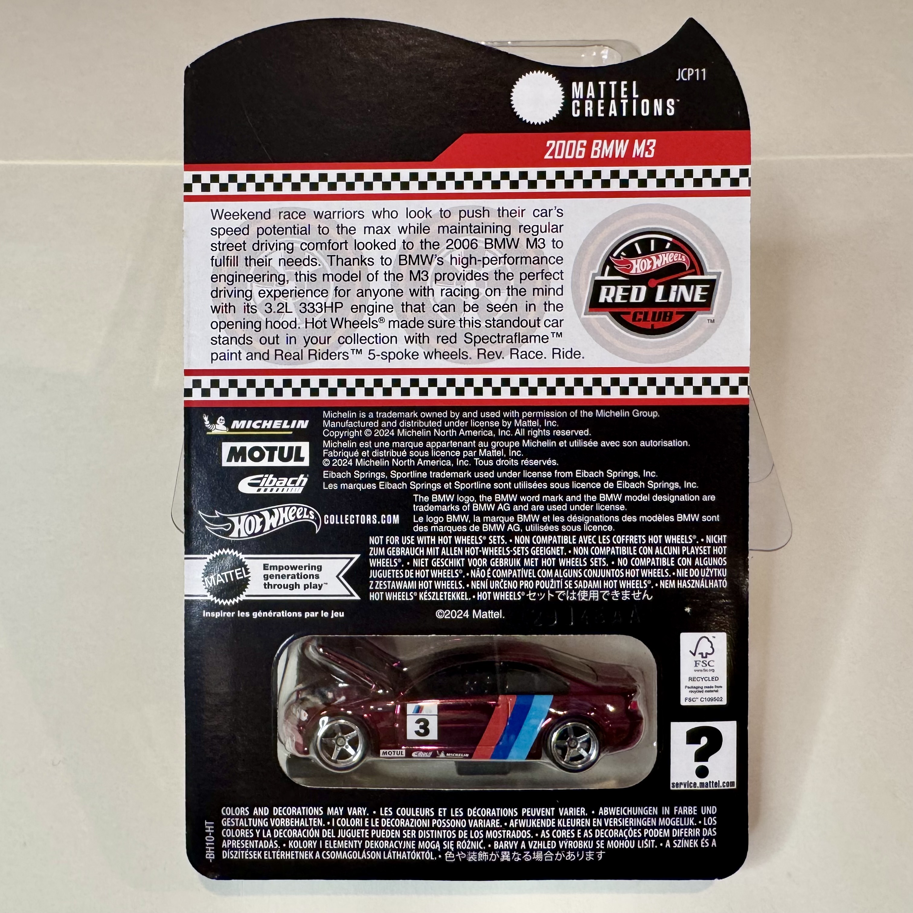 2006 BMW M3 Hot Wheels Red Line Club Edition