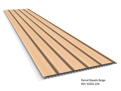Teto e Revestimento Vinílico REVID Plasbil - Forro PVC - Coleção Painel RIPADO - RIPADO 10 mm x 25 cm larg m²