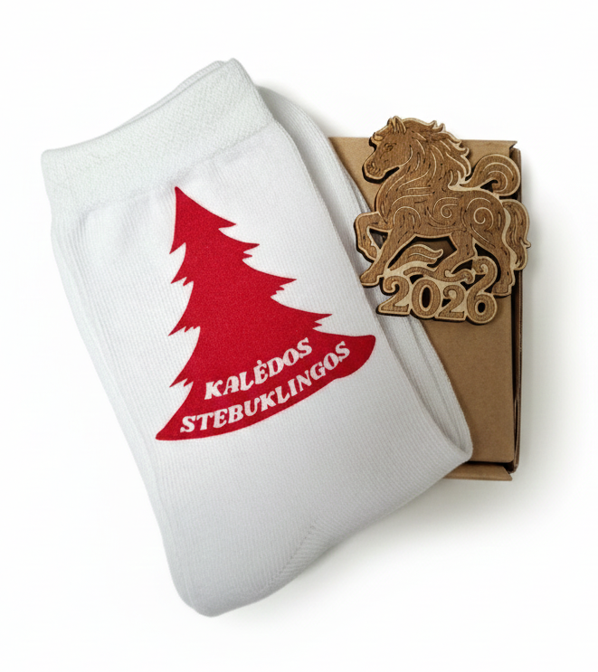 Kalėdinių kojinių ir medinio magnetuku rinkinys