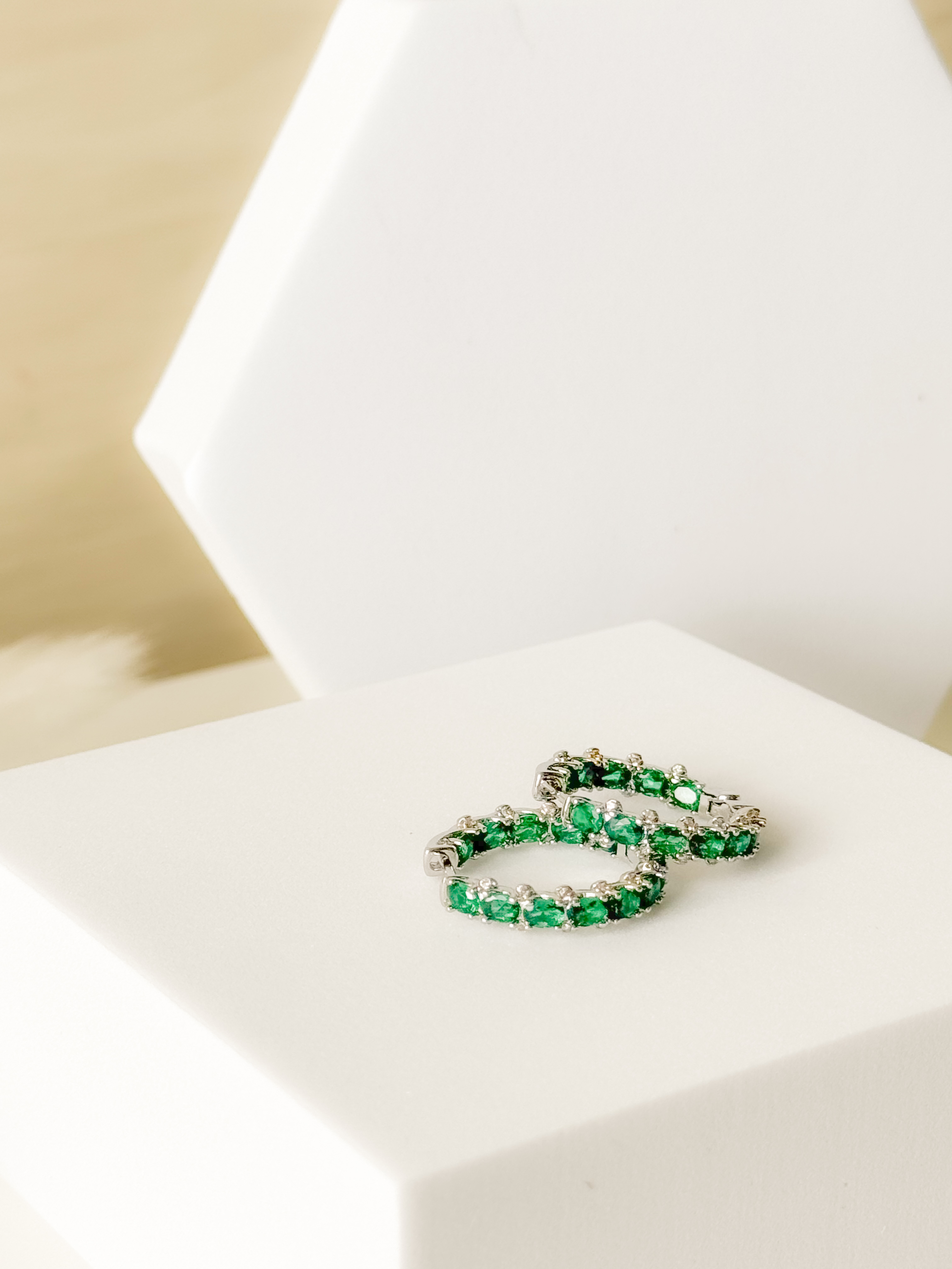 Emerald Hoop Earrings