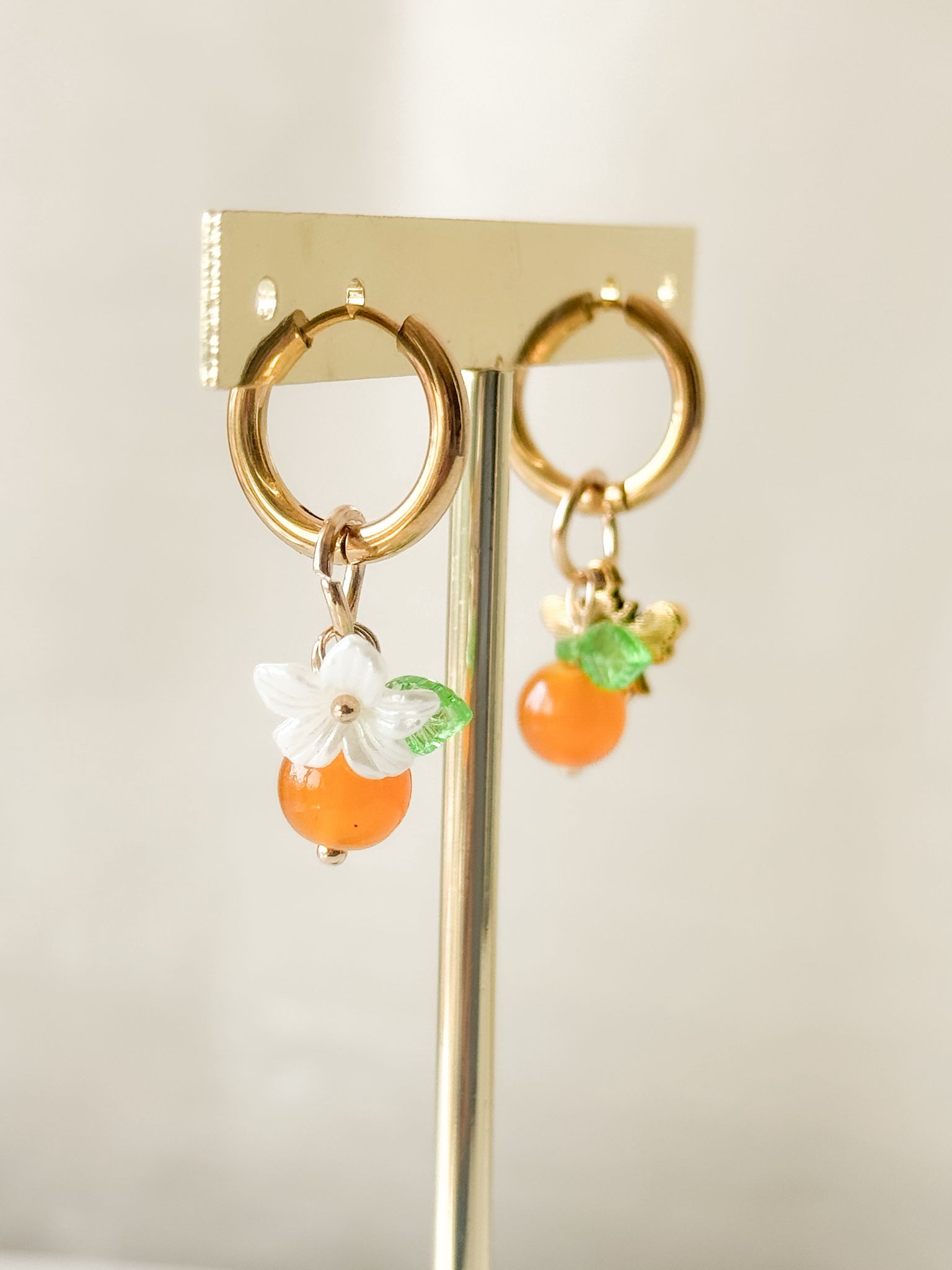 Tangerine Whimsy Hoops