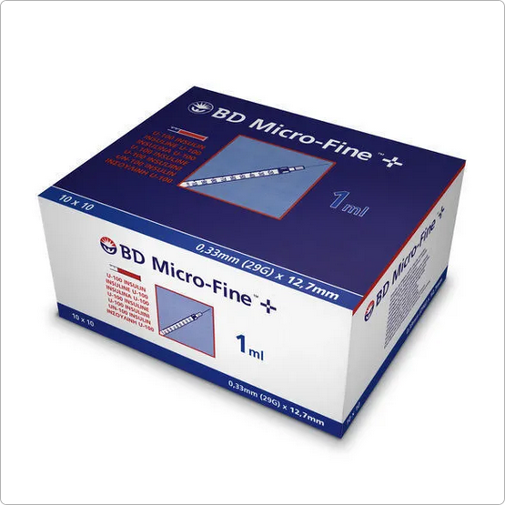 10 Syringe swab kit - 1ml BD Micro-Fine 29G Fixed Needle Syringes 12.7 mm 10 syringes plus 10 sterile swabs kit