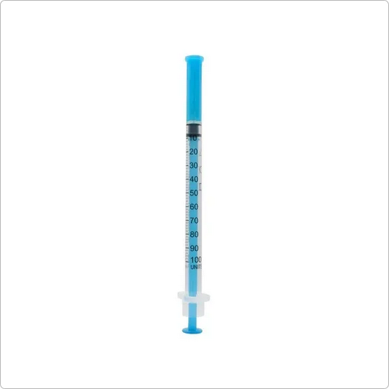 10 Syringe swab kit - Acufine 30g x 1/2″ (0.33mm x 12mm) U-100 Blue 10 Syringe Individually wrapped plus 10 sterile swabs kit