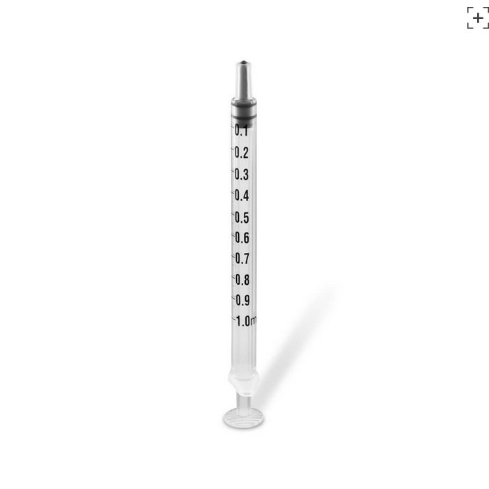 10 Syringe swab kit - Unifine Luer Slip Central Tip 1ml Syringes 10 syringes plus 10 sterile swabs