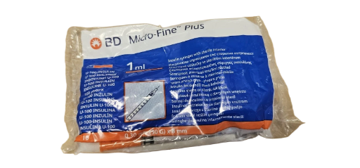 100 Syringe swab kit - BD Micro Fine 30G 8mm 1ml 100 Syringes plus 100 sterile swabs kit