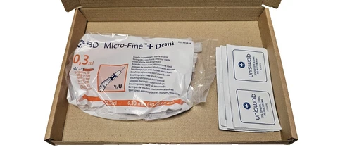 10 Syringe swab kit - BD Micro Fine Demi 30G 8mm 0.3ml 10 syringes plus 10 sterile swabs kit