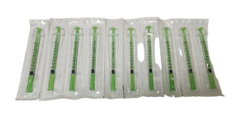 20 Syringe swab kit - Acufine 30g x 1/2″ (0.33mm x 12mm)  U-100 Green 20 Individually wrapped syringes pack plus 20 sterile swabs kit  