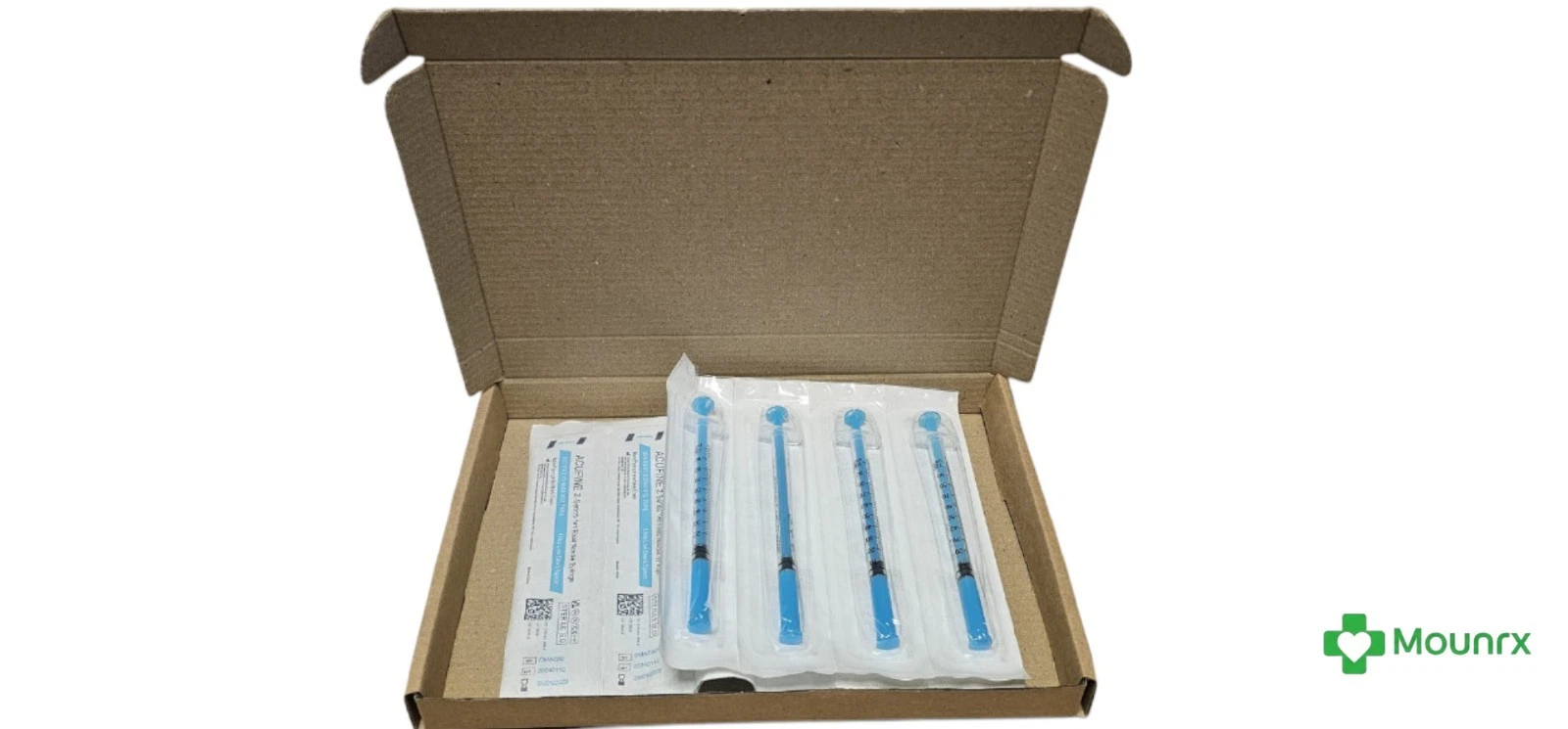20 Syringe swab kit - Acufine 30g x 1/2″ (0.33mm x 12mm) U-100 Blue 20 Syringe Individually wrapped plus 20 sterile swabs kit