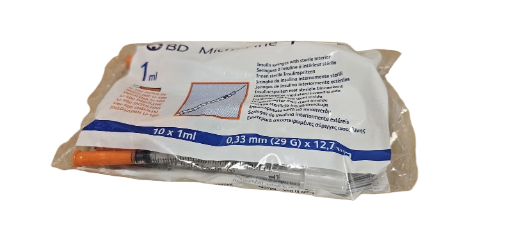 100 Syringe swab kit - 1ml BD Micro-Fine 29G Fixed Needle Syringes 12.7 mm 100 syringes plus 100 sterile swabs kit