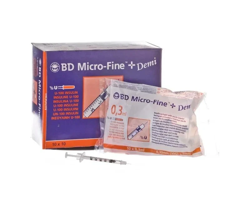 20 Syringe swab kit - BD Micro Fine Demi 30G 8mm 0.3ml 20 syringes plus 20 sterile swabs kit