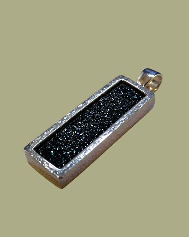 Silver Oblong Solid Back Pendant 