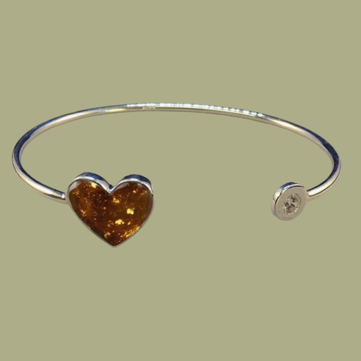 Silver Bangle With Heart 