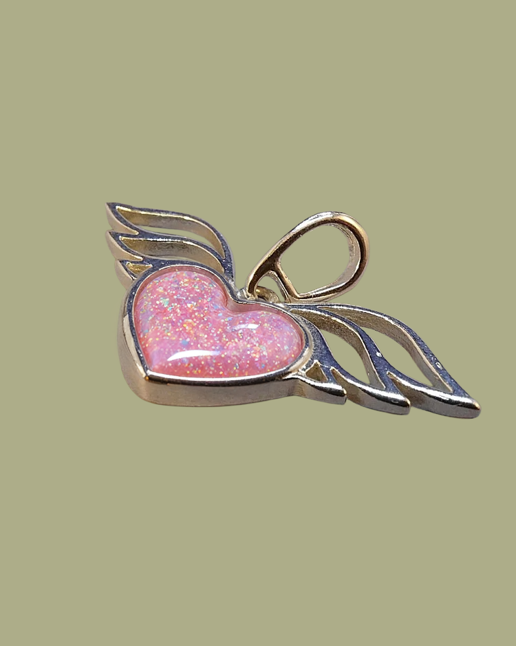 Solid Silver Winged Heart Pendant