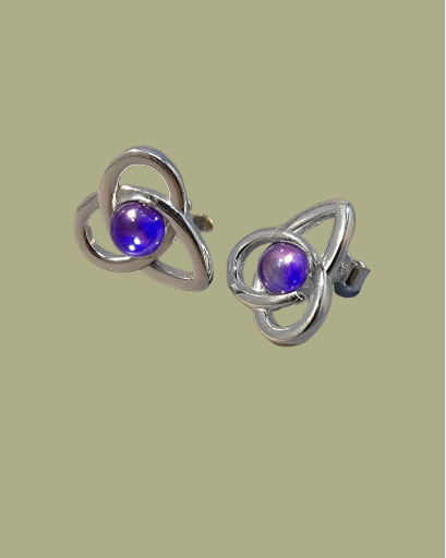 Solid Silver Celtic Style Stud Earrings 
