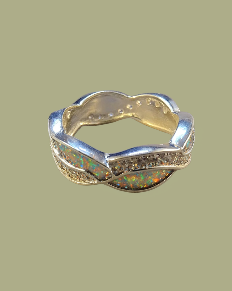 Solid Silver Entwinned Cubic Zirconia Ring 