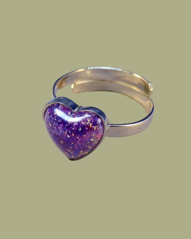 Adjustable Silver Heart Ring 