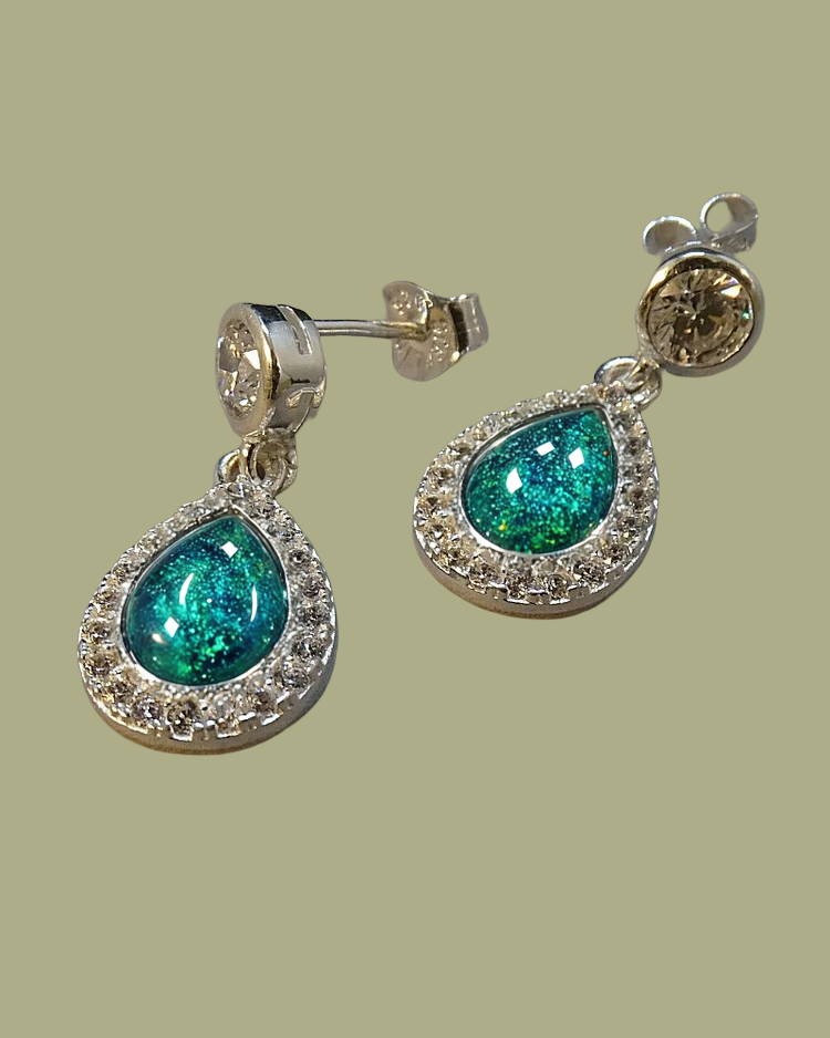 Teardrop Silver Cubic Zirconia Drop Earrings 