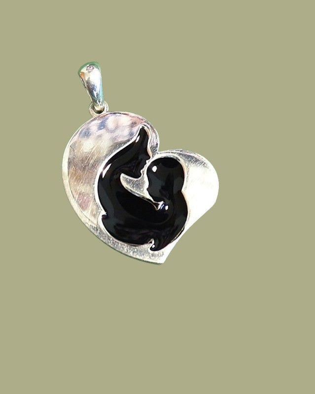 Solid Silver Mother and Child Pendant 
