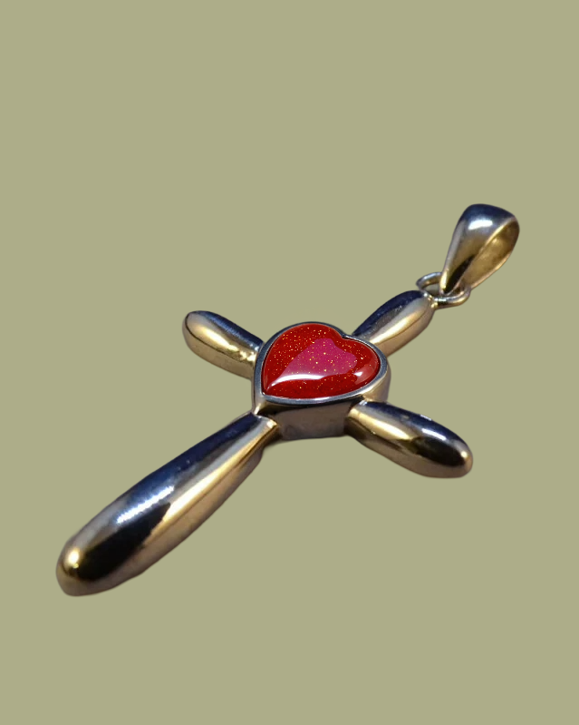 Silver Heart Cross