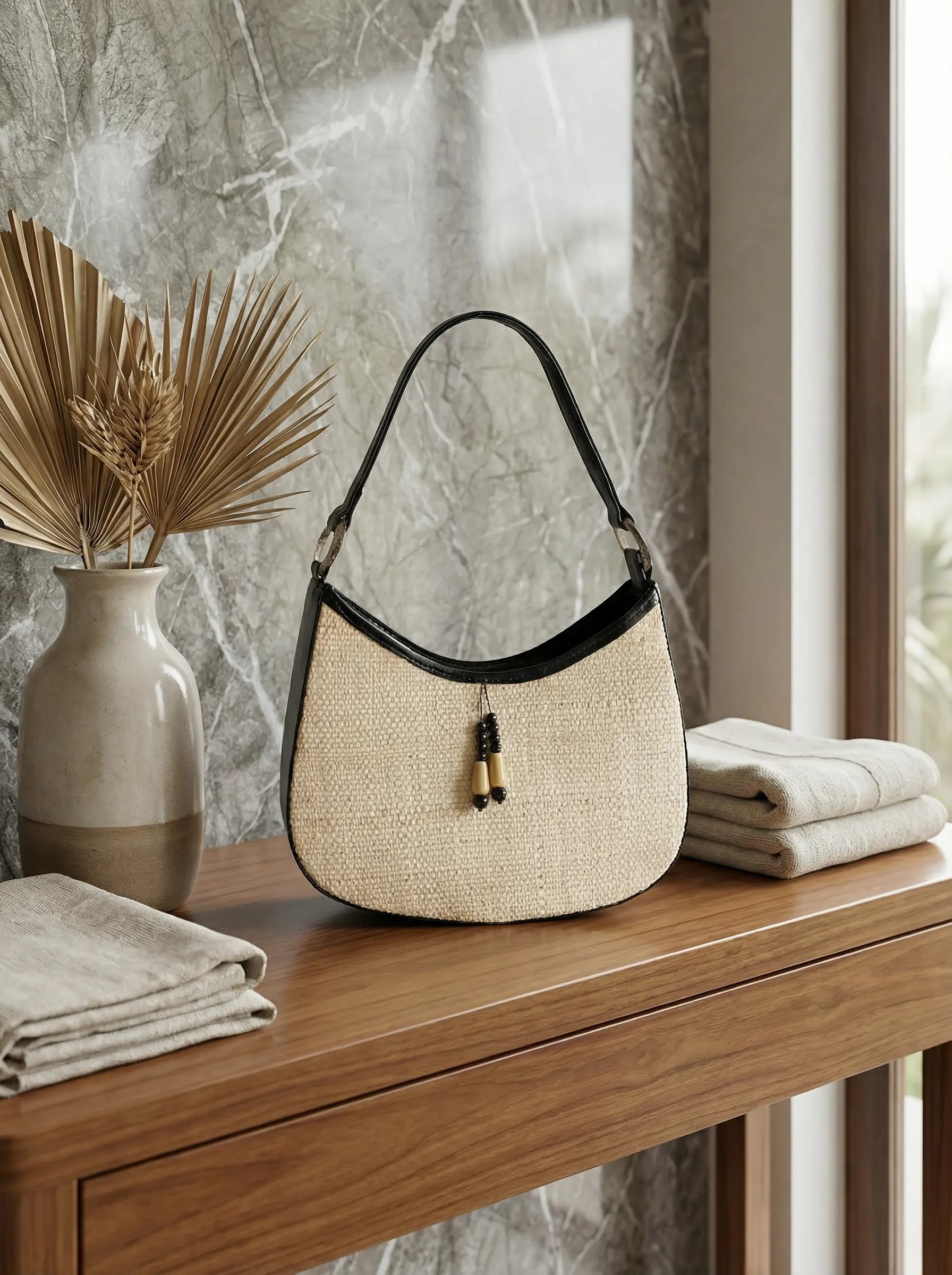 Bolsa De Palha Feminina Elegante Forrada