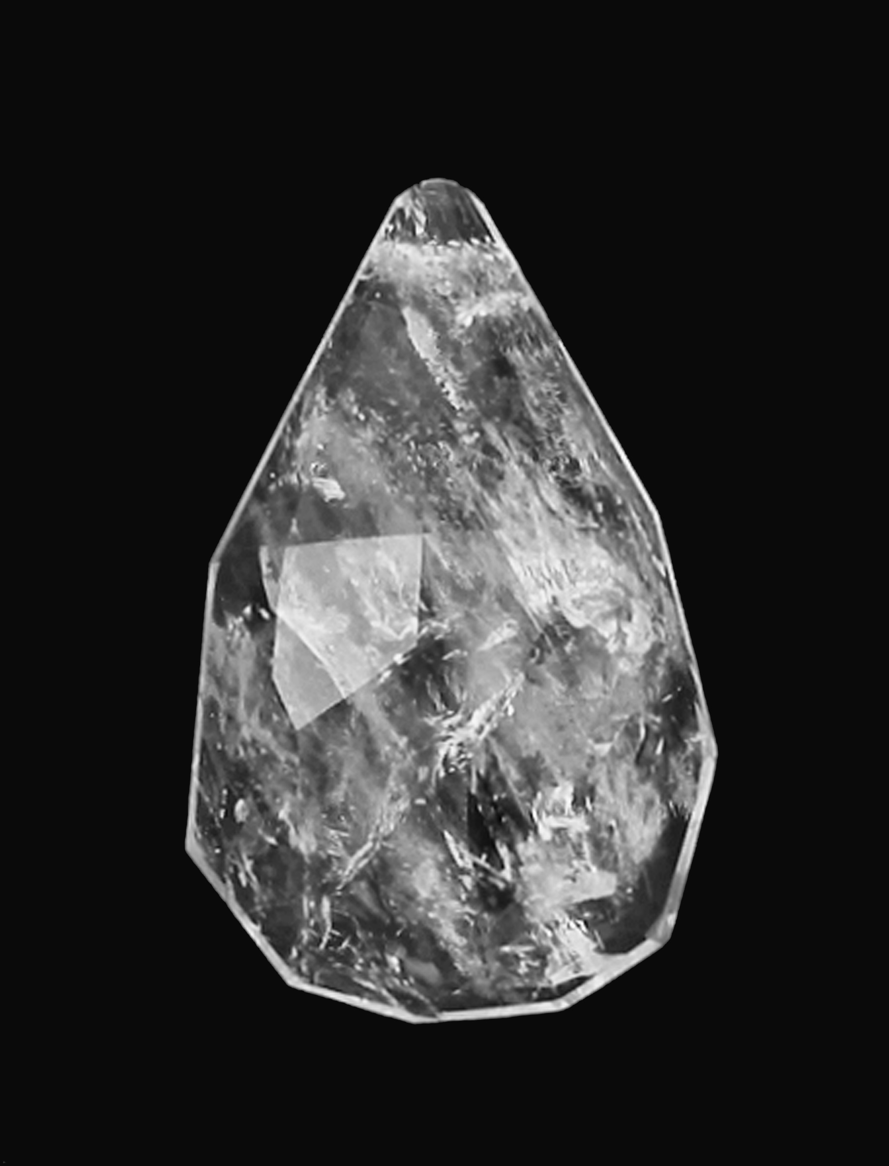 F300 Rock Crystal faceted half pear