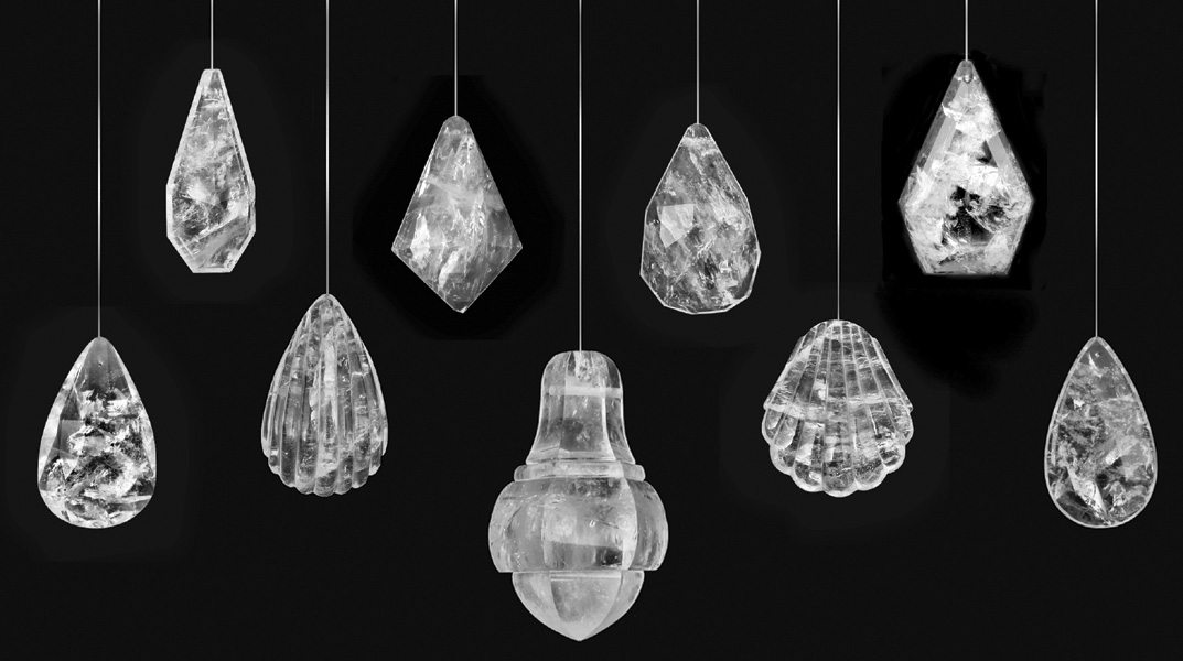 Rock Crystal Chandelier Pendants Set