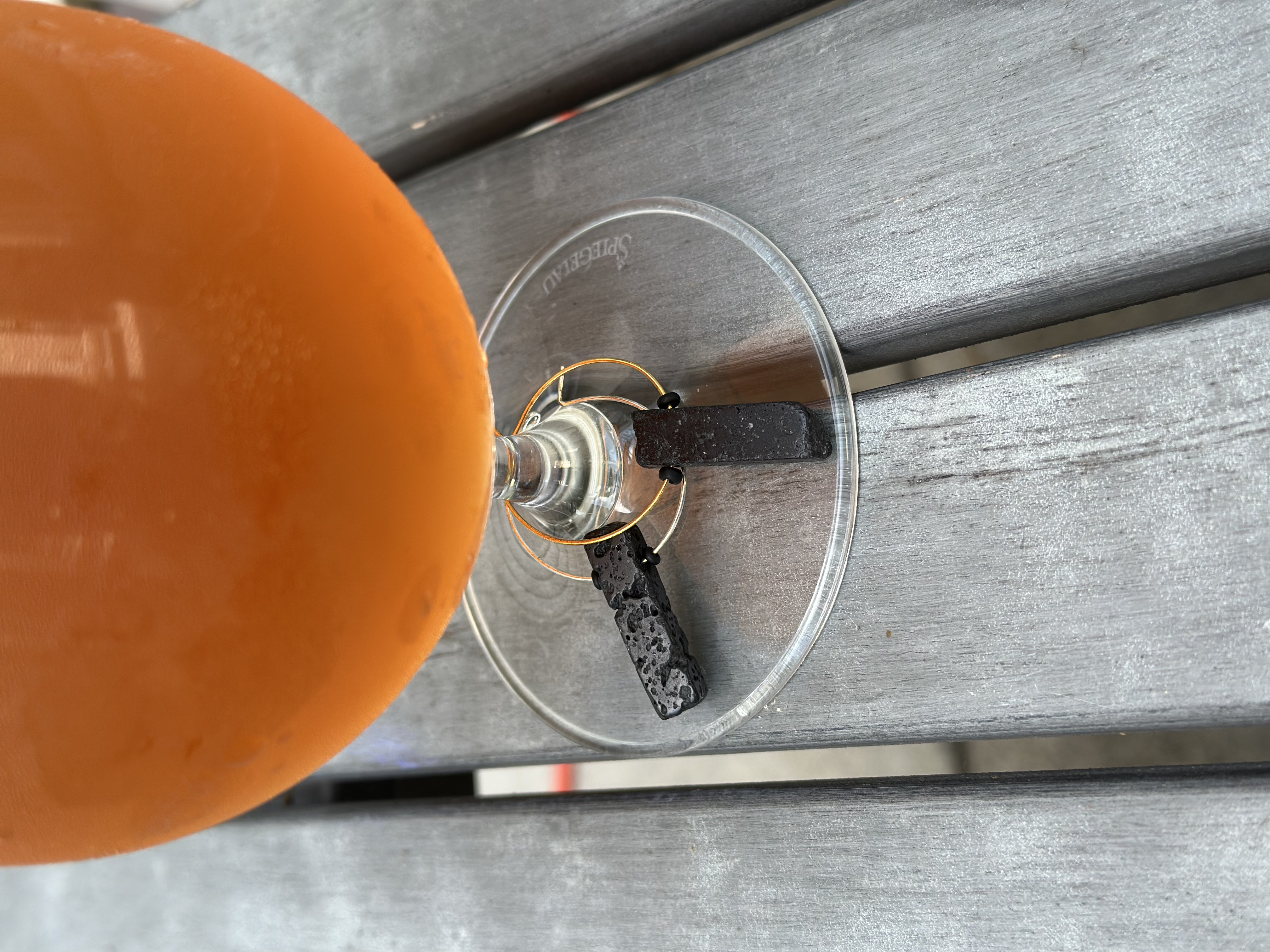 Stylish black lava stone bar shaped wine charm called "Tall Handsome Guy"