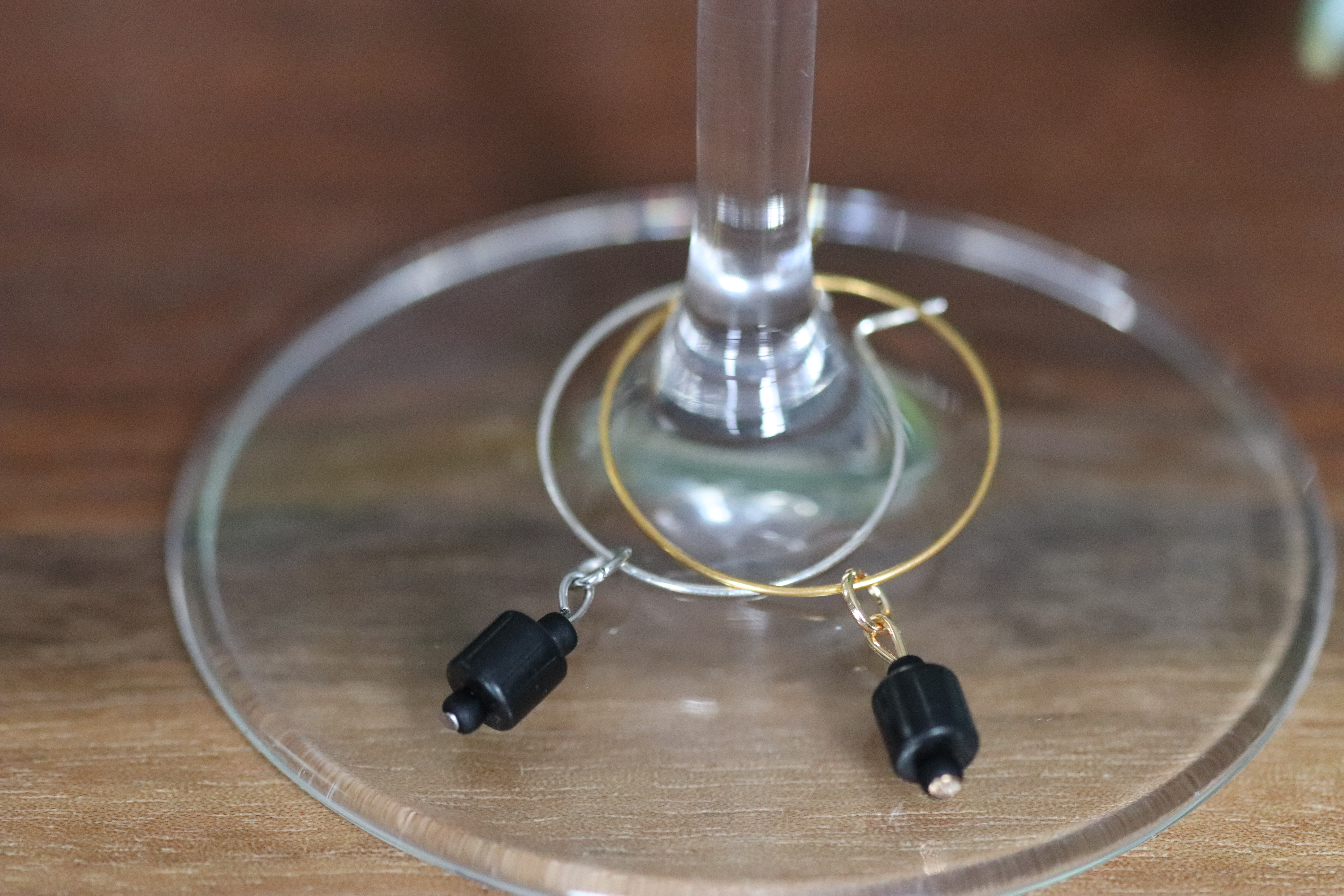 Black Jasper Stone Wine Glass Charm called "Rollin' Stone"