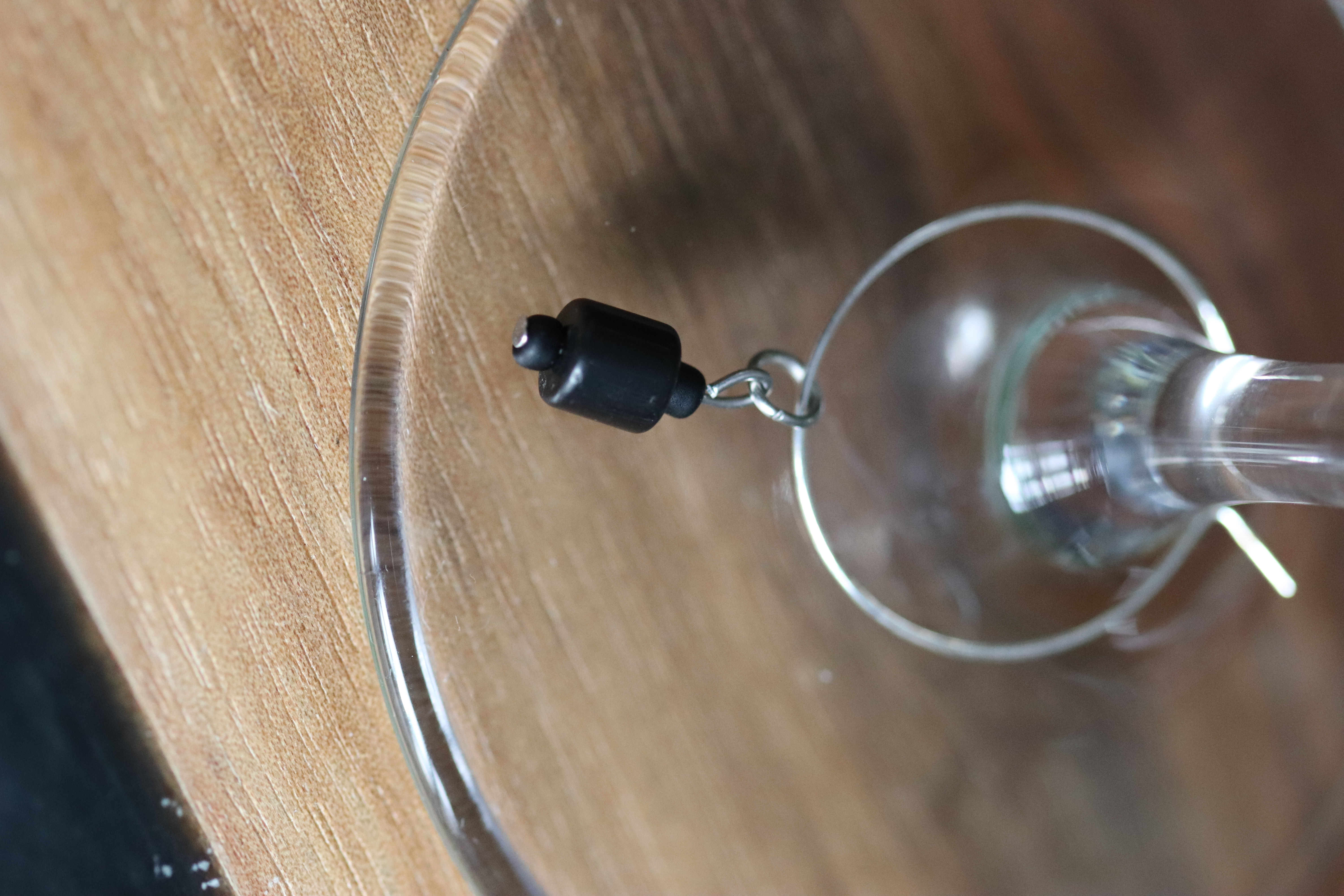 Black Jasper Stone Wine Glass Charm called "Rollin' Stone"