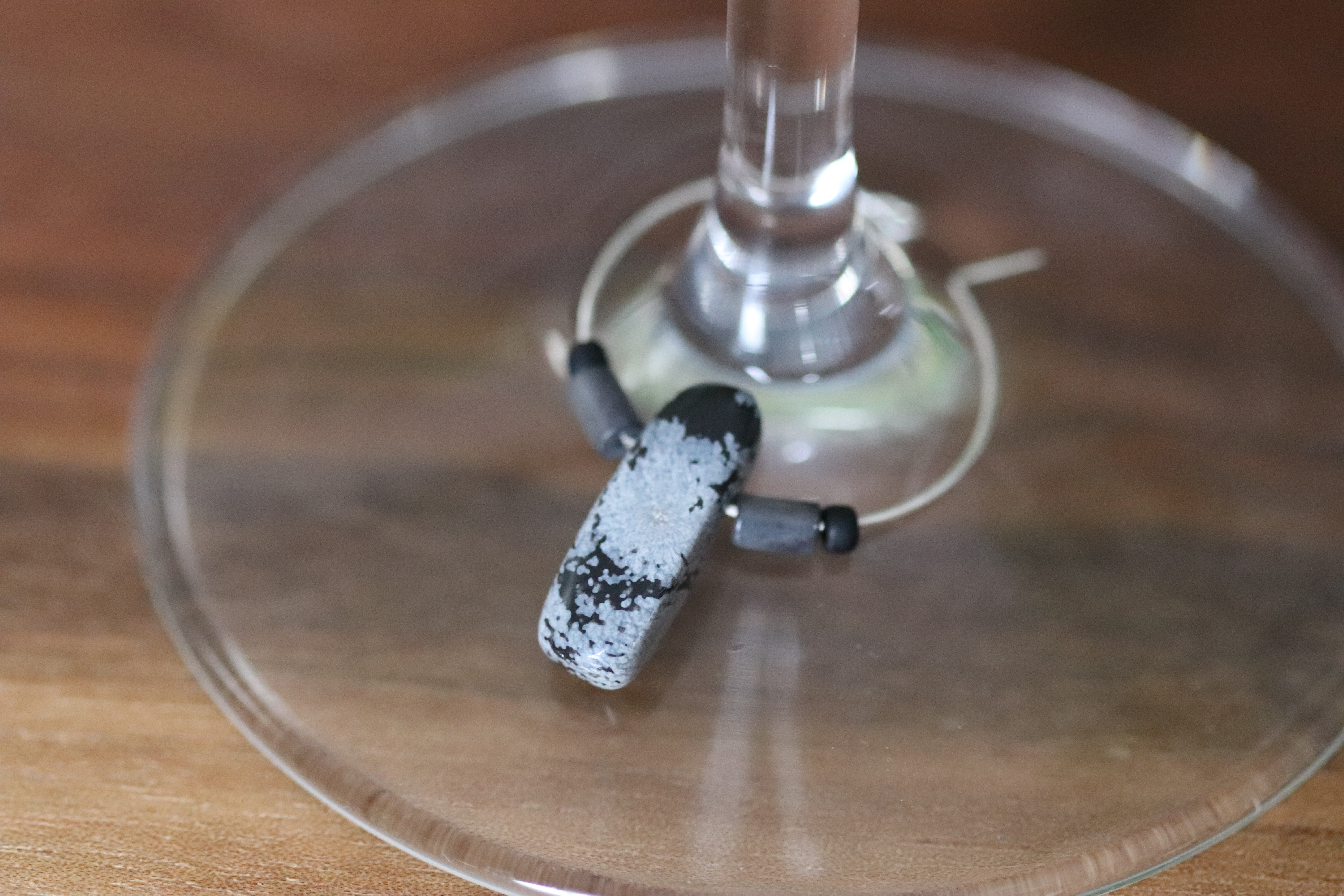 Black and Grey Jasper Stone and Pearl Wine Charm called "Victorious" 