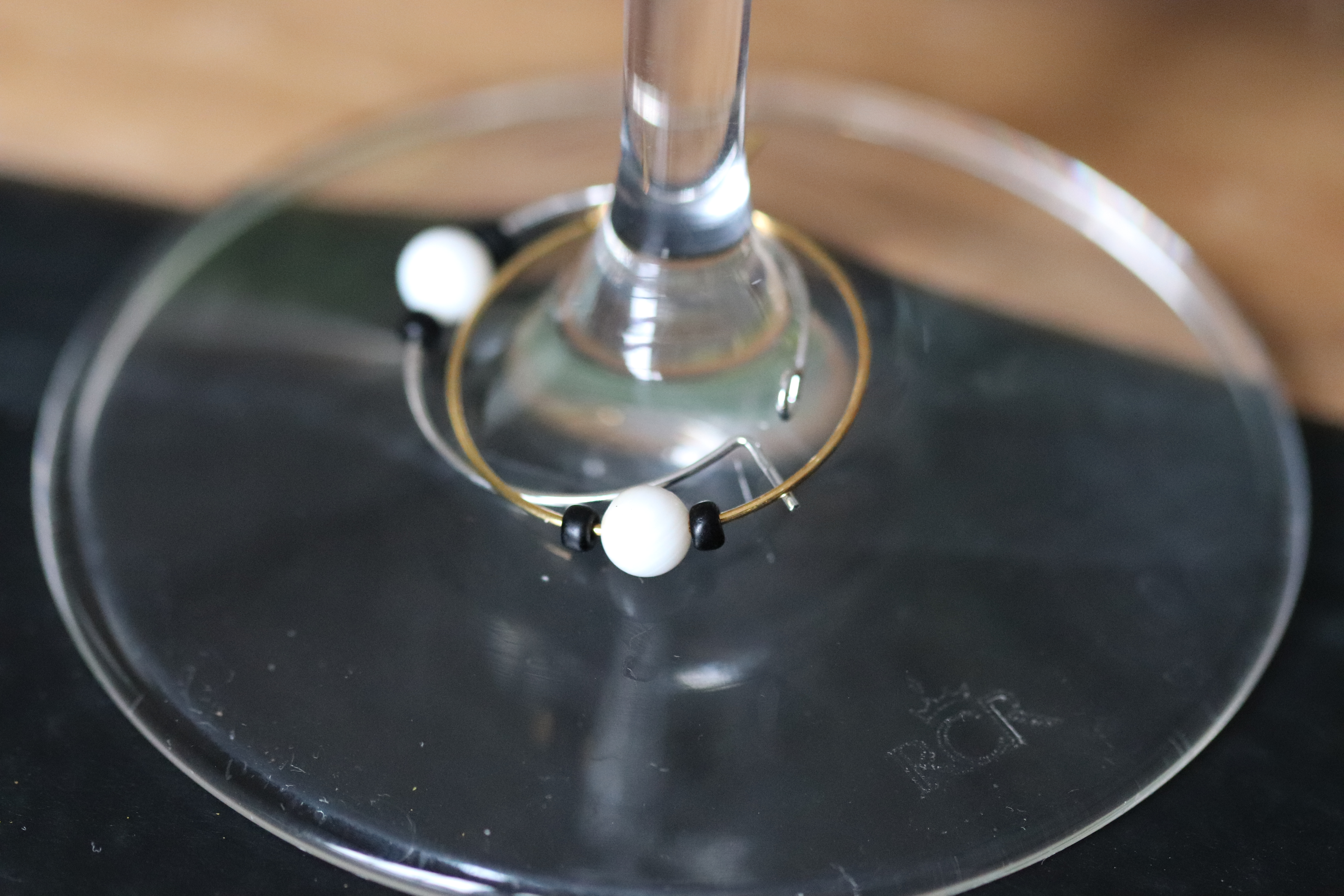Classy Round Shell Wine Charm called "Coconut"