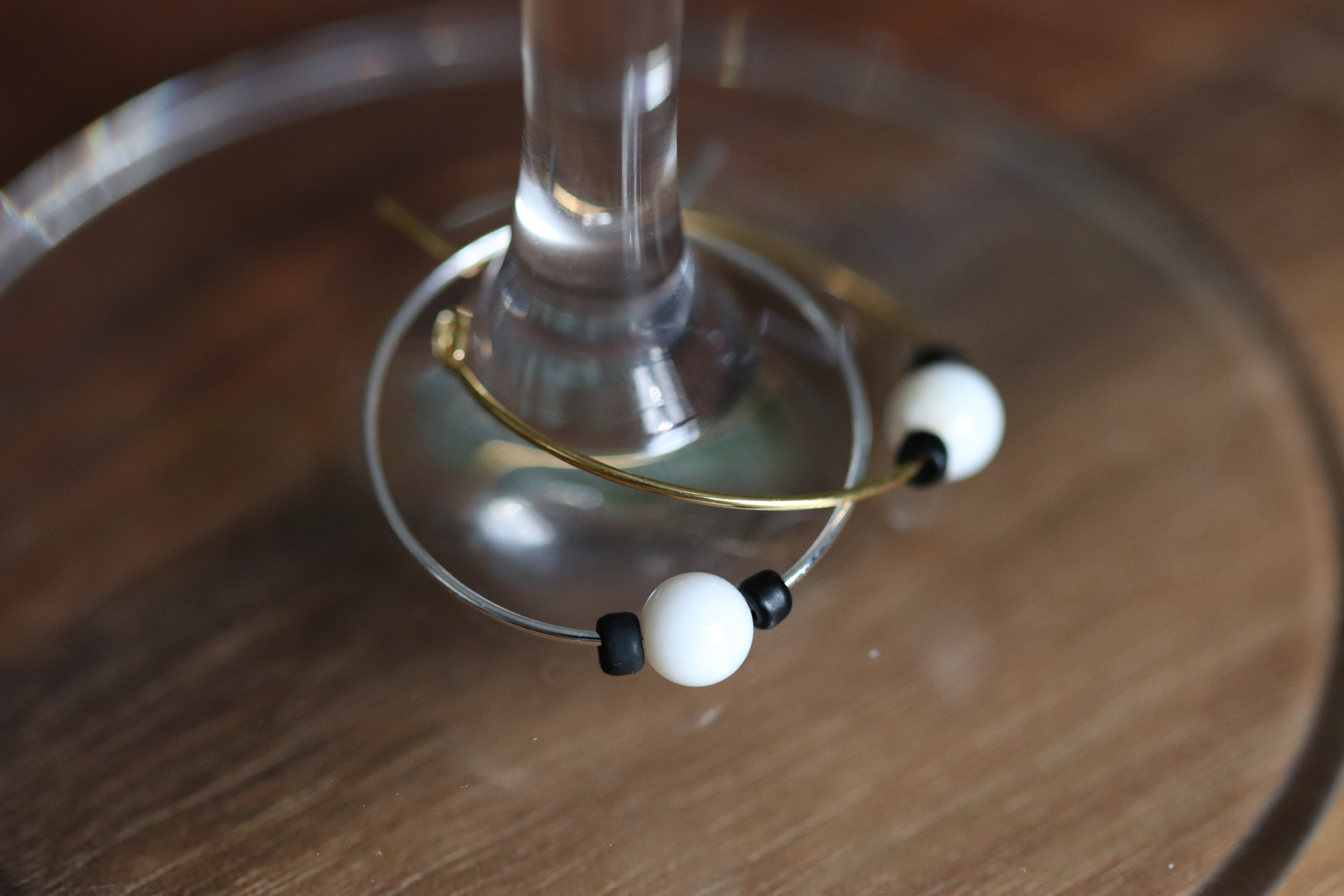 Classy Round Shell Wine Charm called "Coconut"