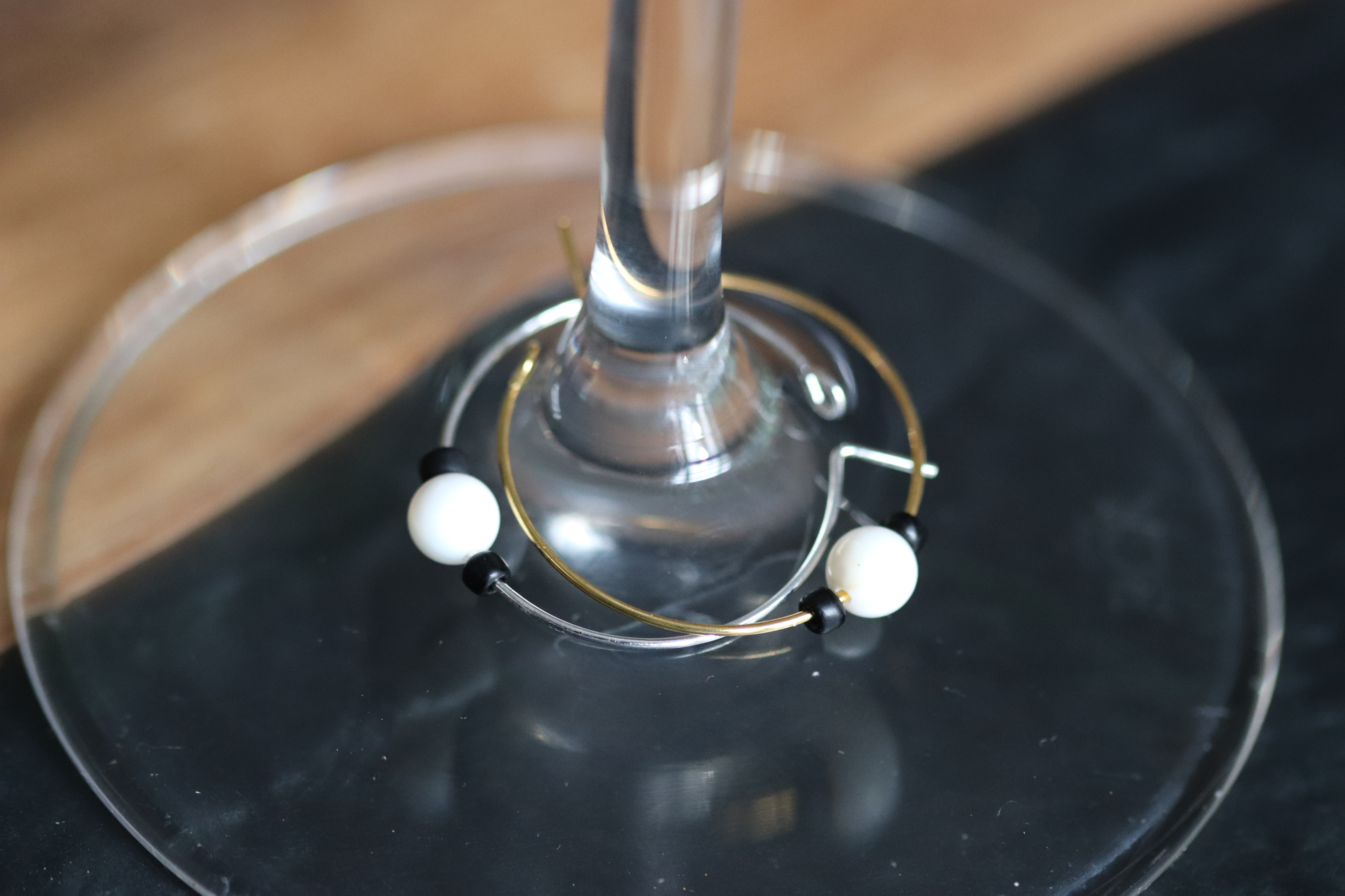 Classy Round Shell Wine Charm called "Coconut"