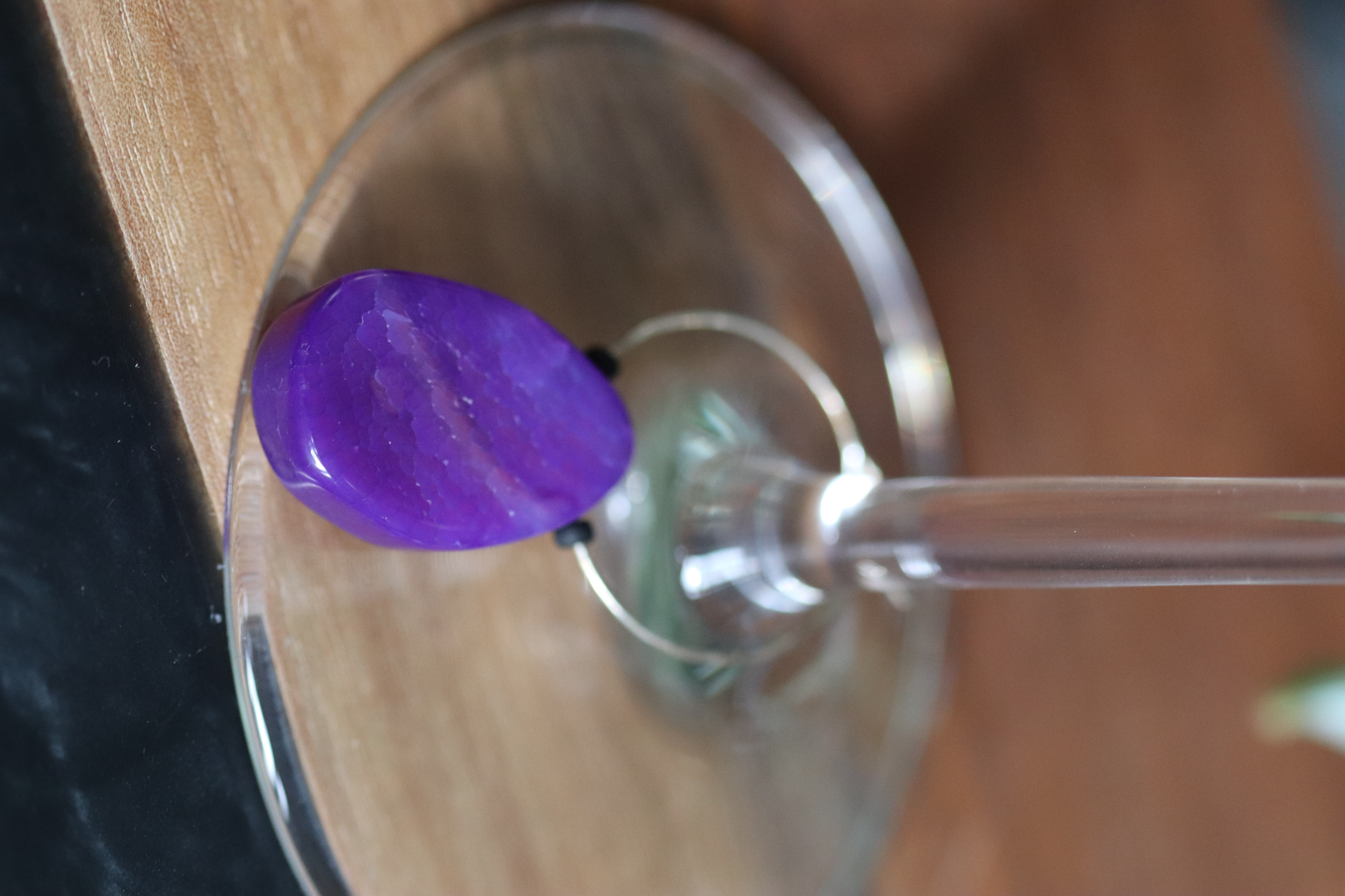 Large Bright Purple Agate Wine Charm called "Eggplant"