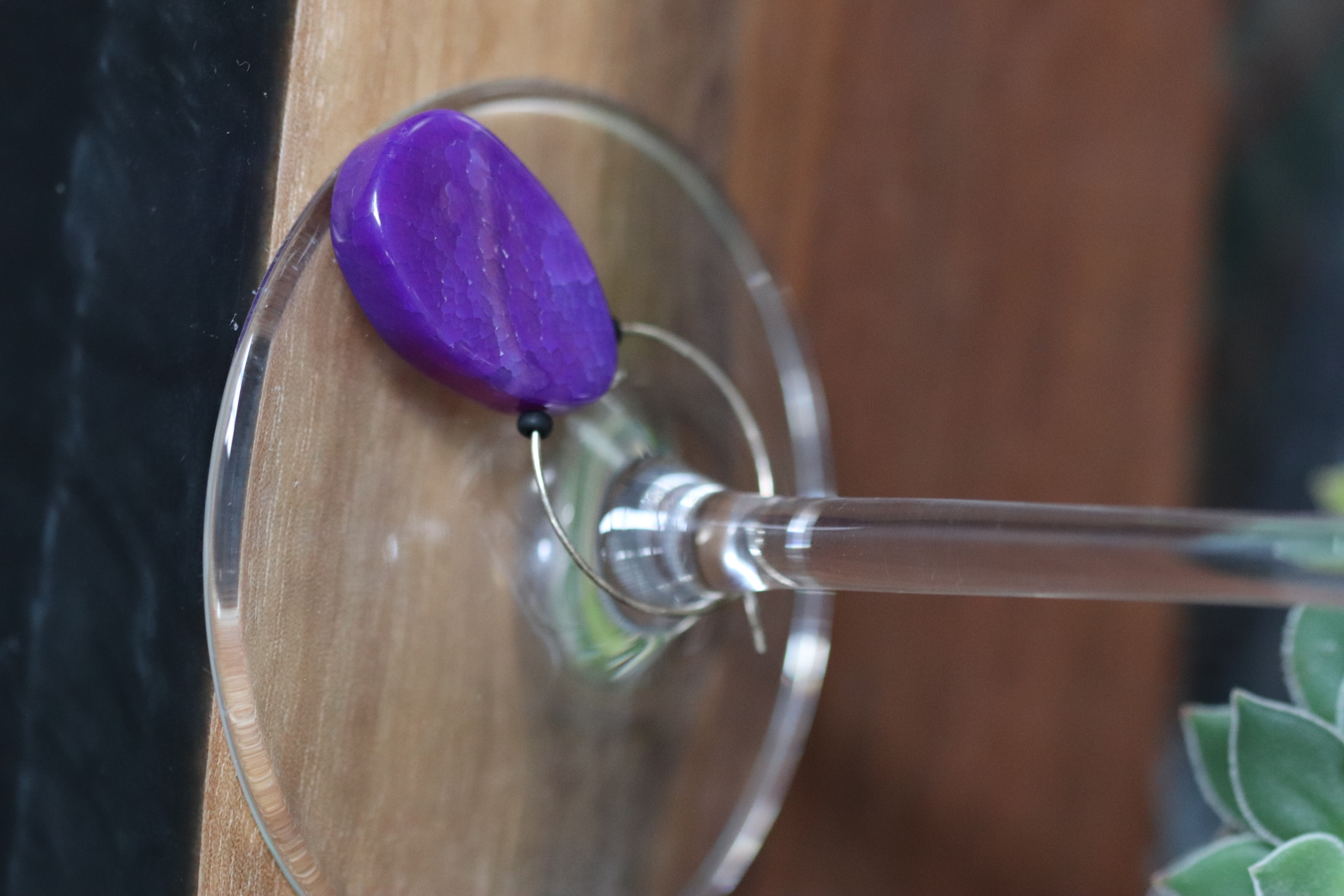 Large Bright Purple Agate Wine Charm called "Eggplant"