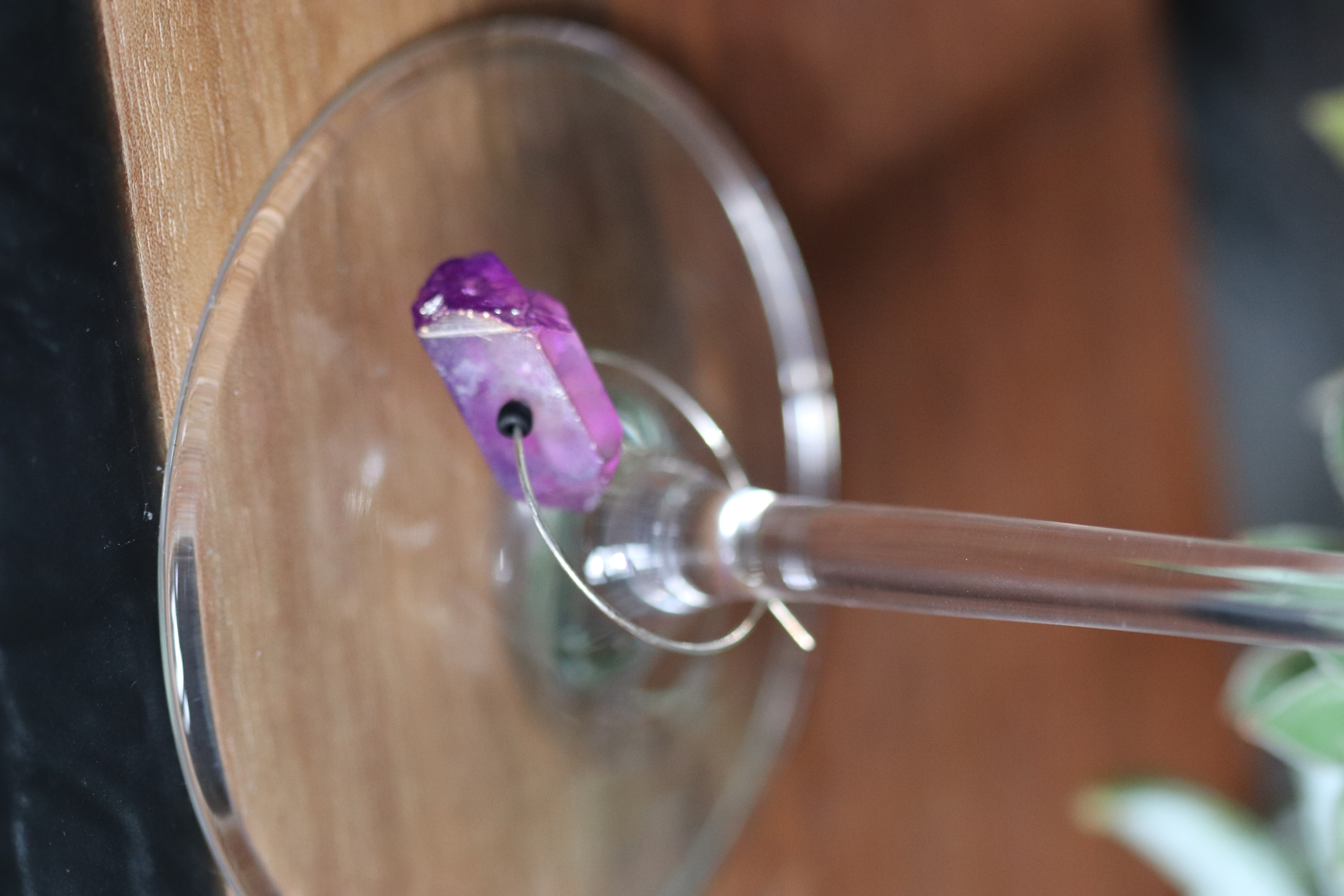 Unique Amethyst Color Quartz Wine Charm called "Purple Jolly" 