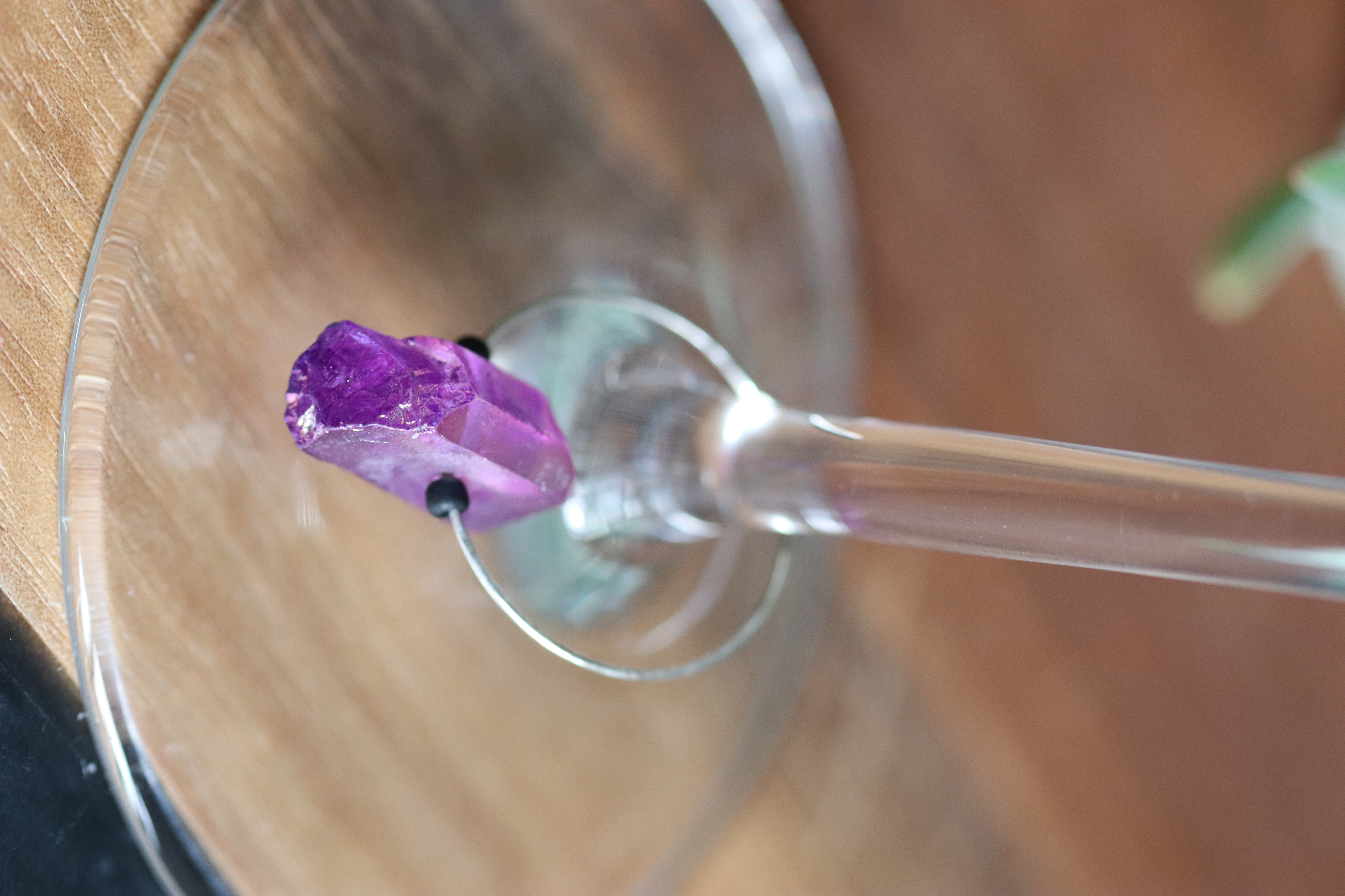 Unique Amethyst Color Quartz Wine Charm called "Purple Jolly"