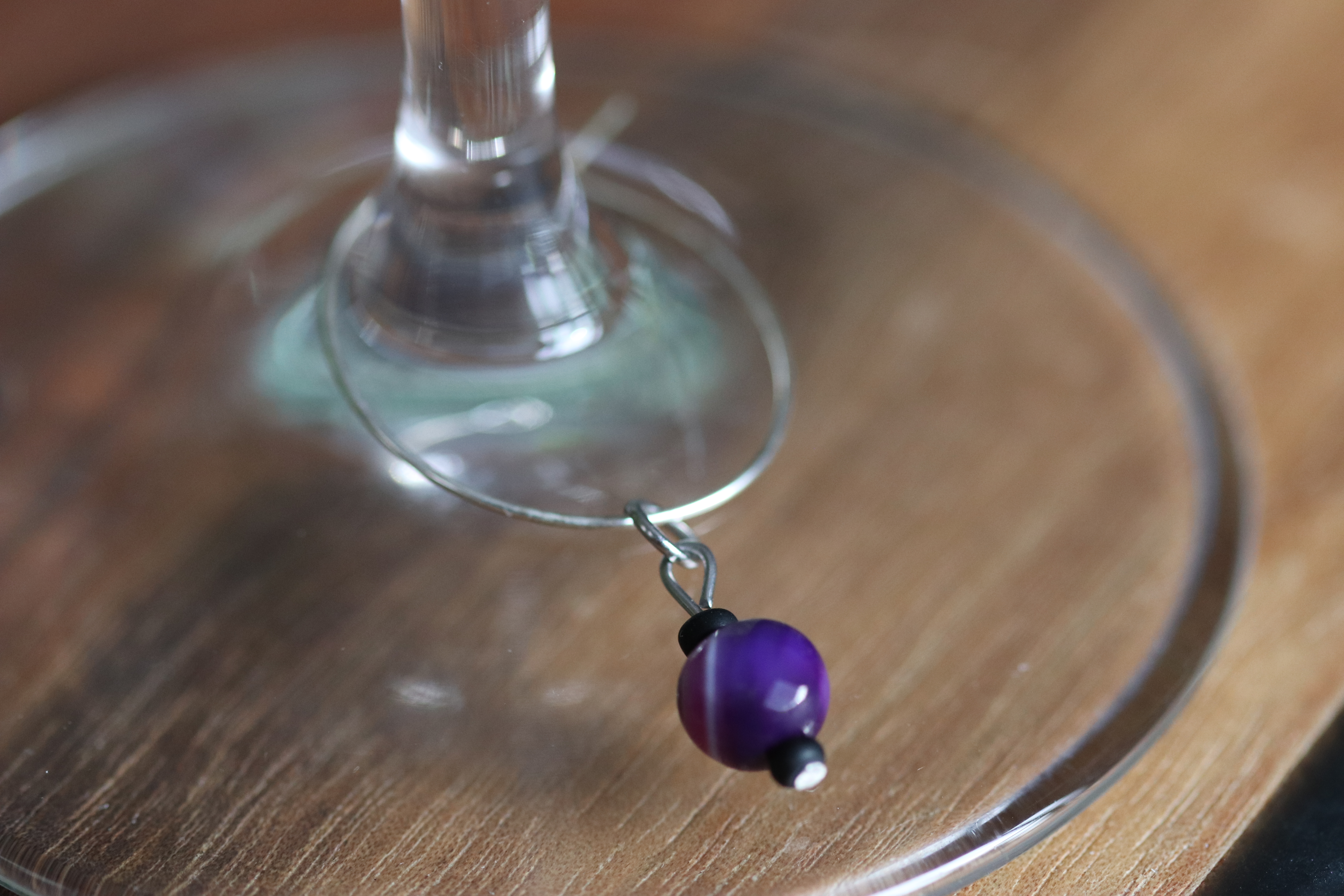 Shiny Purple Agate Wine Charm called "Purple Haze"