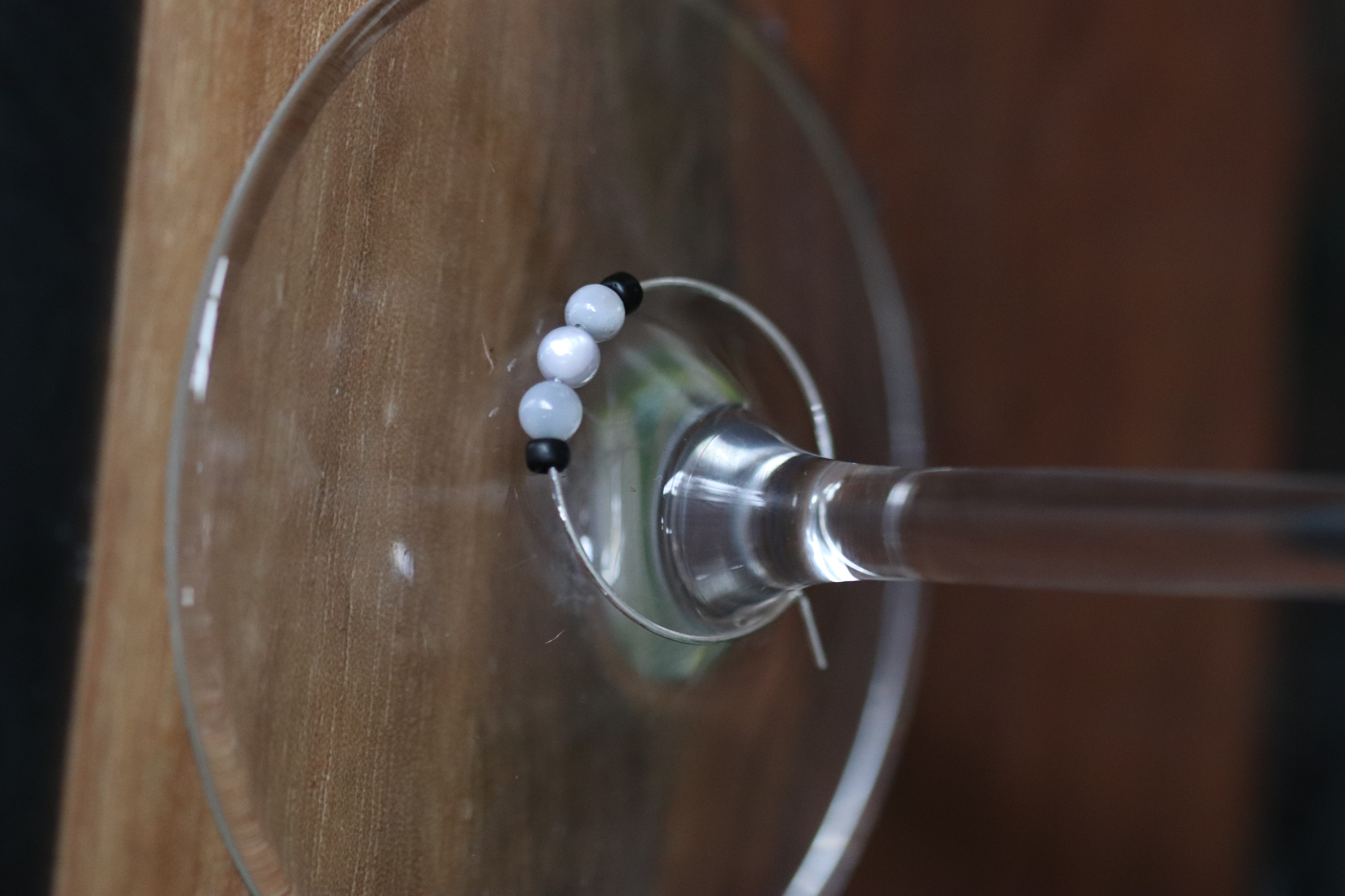 Elegant Grey and White Mother of Pearl Wine Charm called "Favorite Blanket"