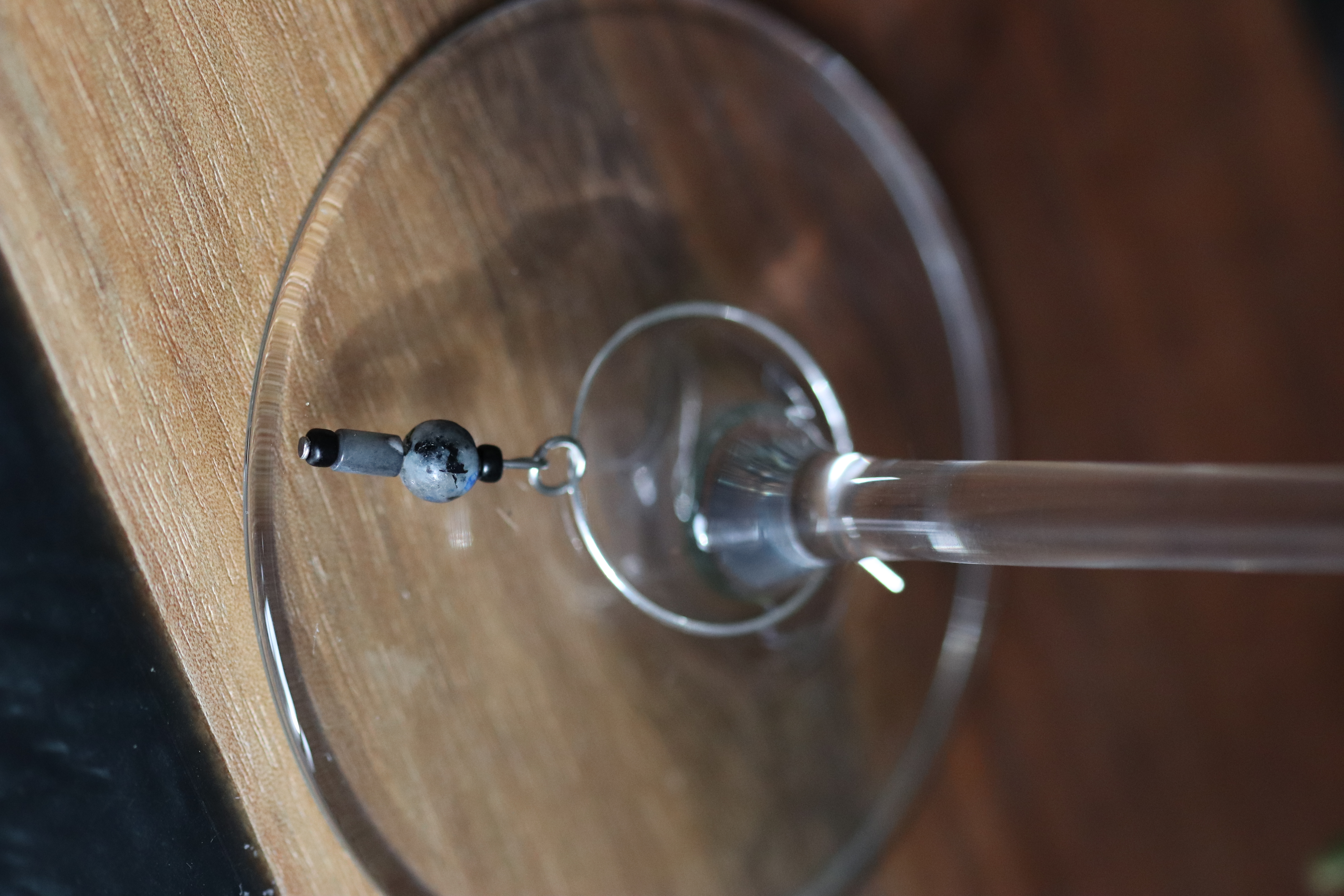 Grey Mother of Pearl and Sodalite Wine Charm called "Mic Drop"