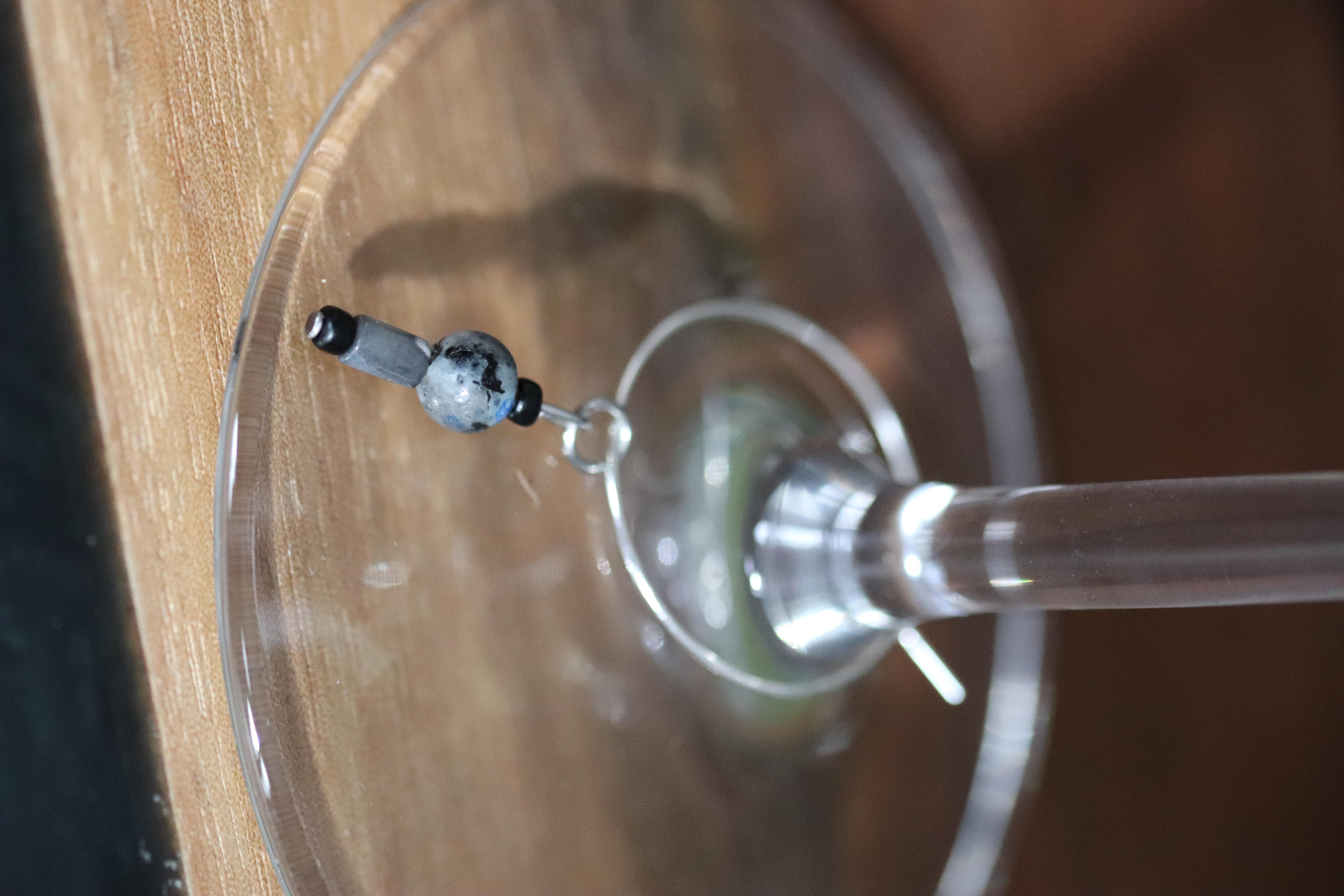 Grey Mother of Pearl and Sodalite Wine Charm called "Mic Drop"